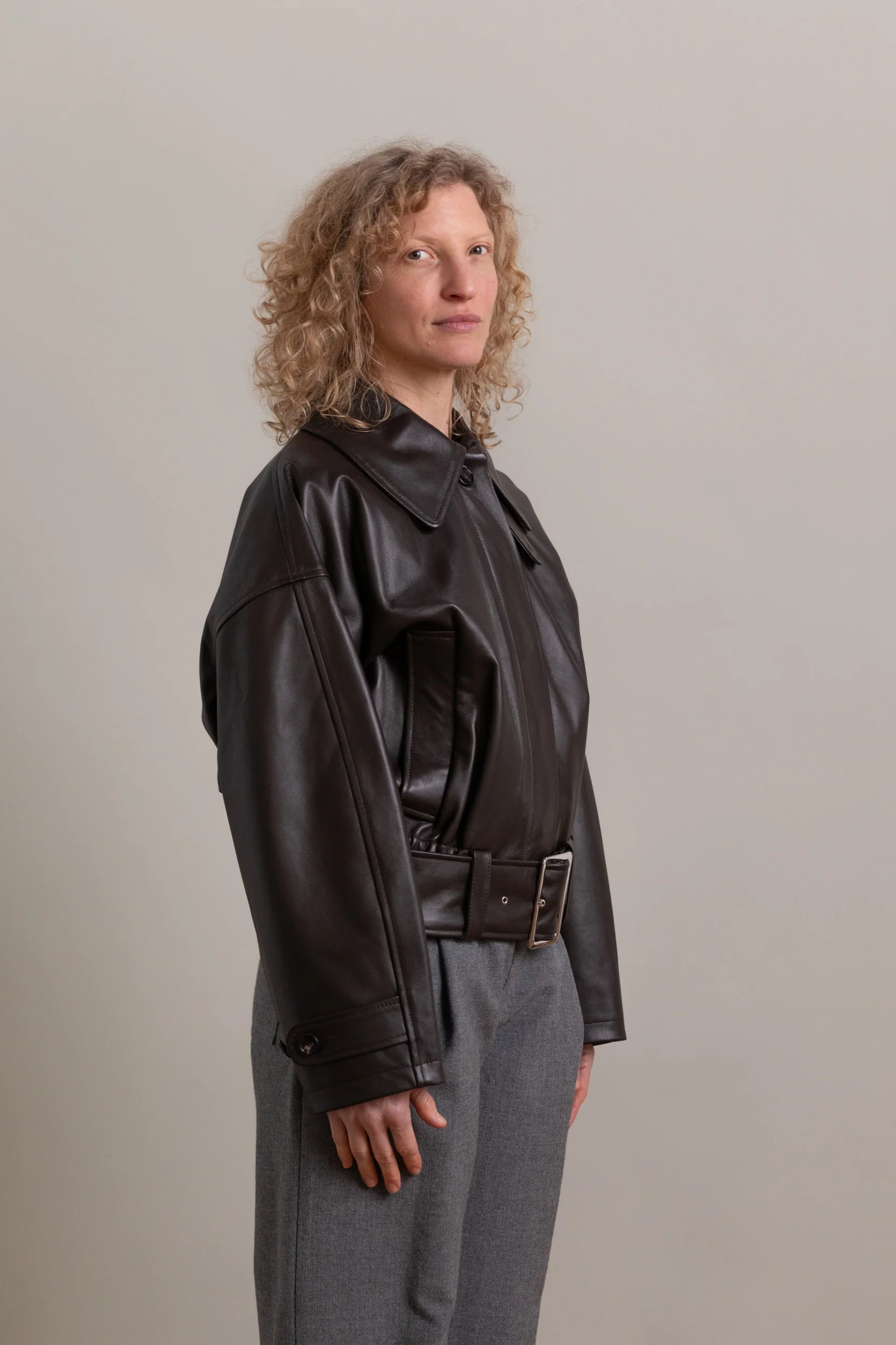NARA JACKET IN CHOCOLATE NAPA LEATHER - Image 7
