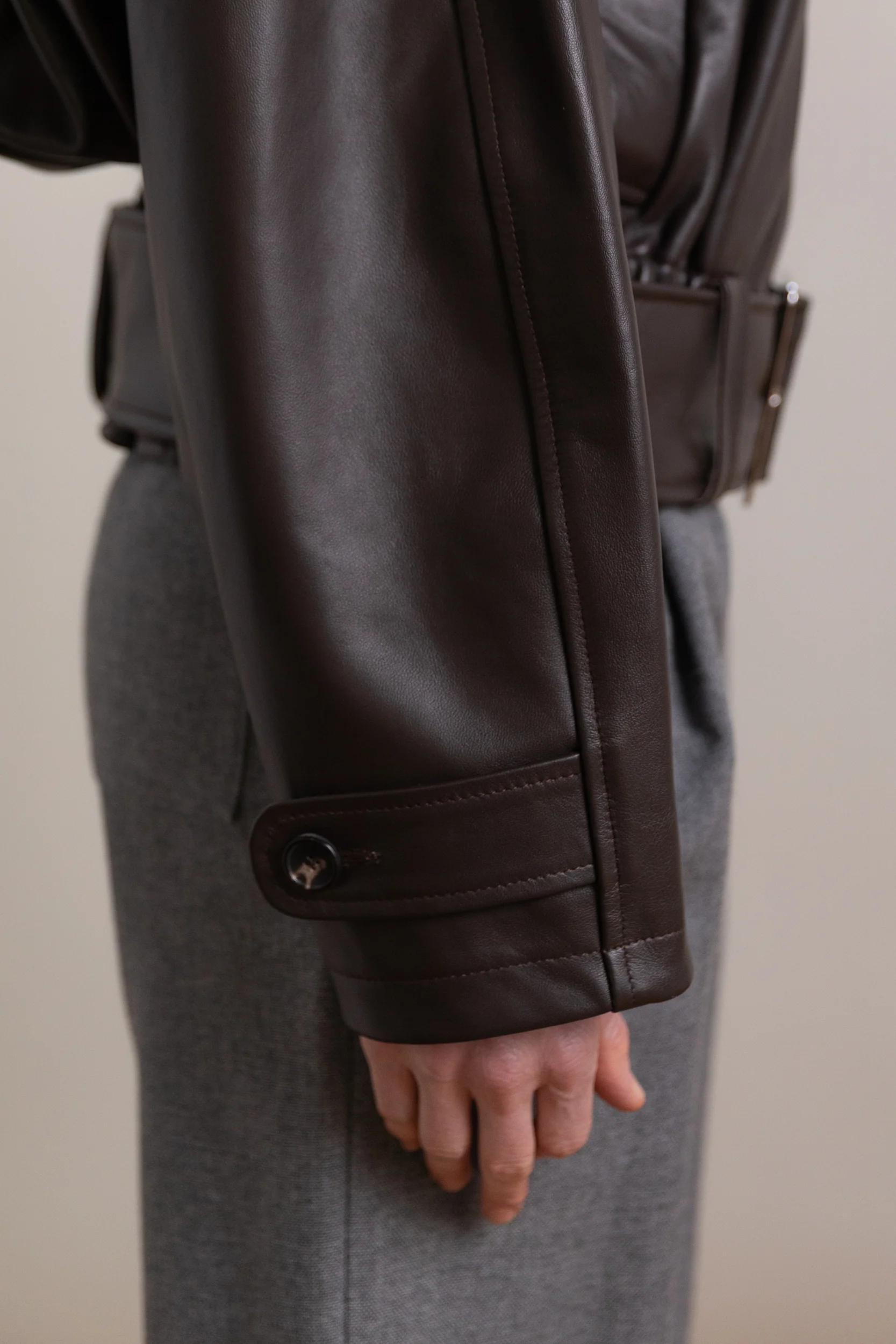 NARA JACKET IN CHOCOLATE NAPA LEATHER - Image 8