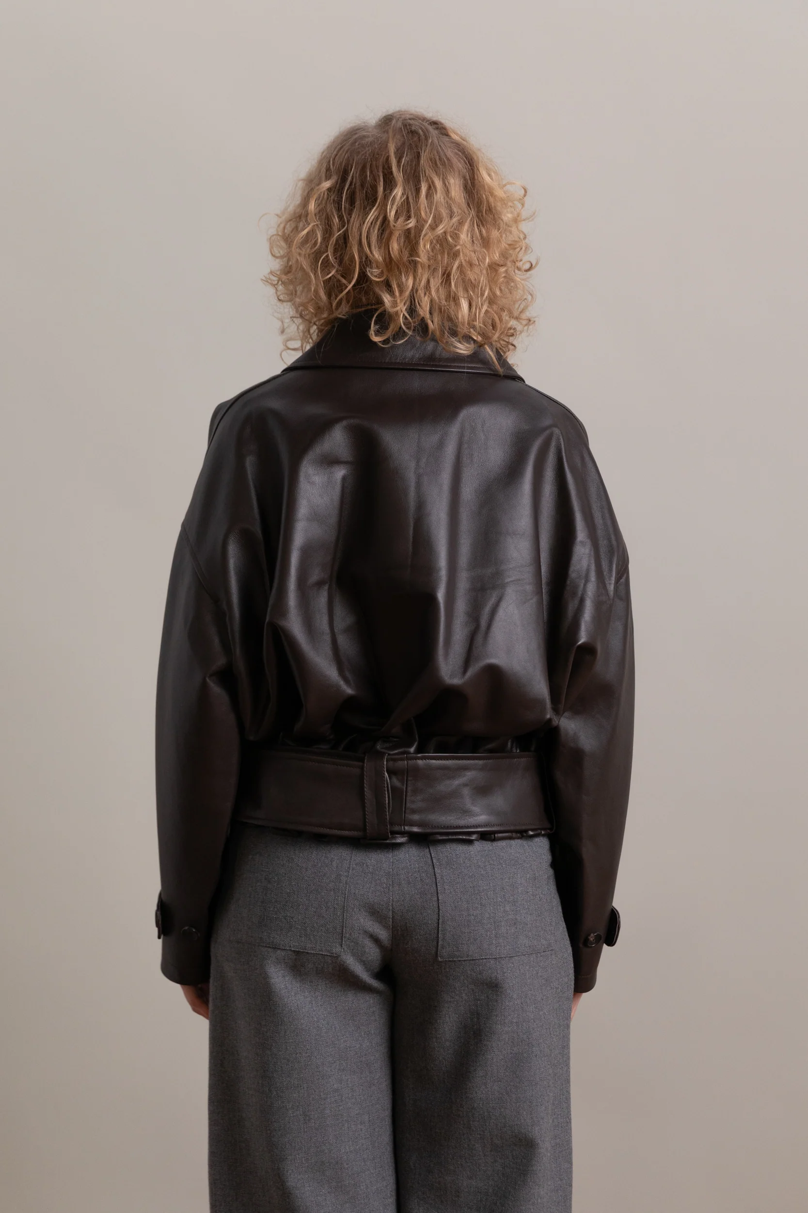 NARA JACKET IN CHOCOLATE NAPA LEATHER - Image 9