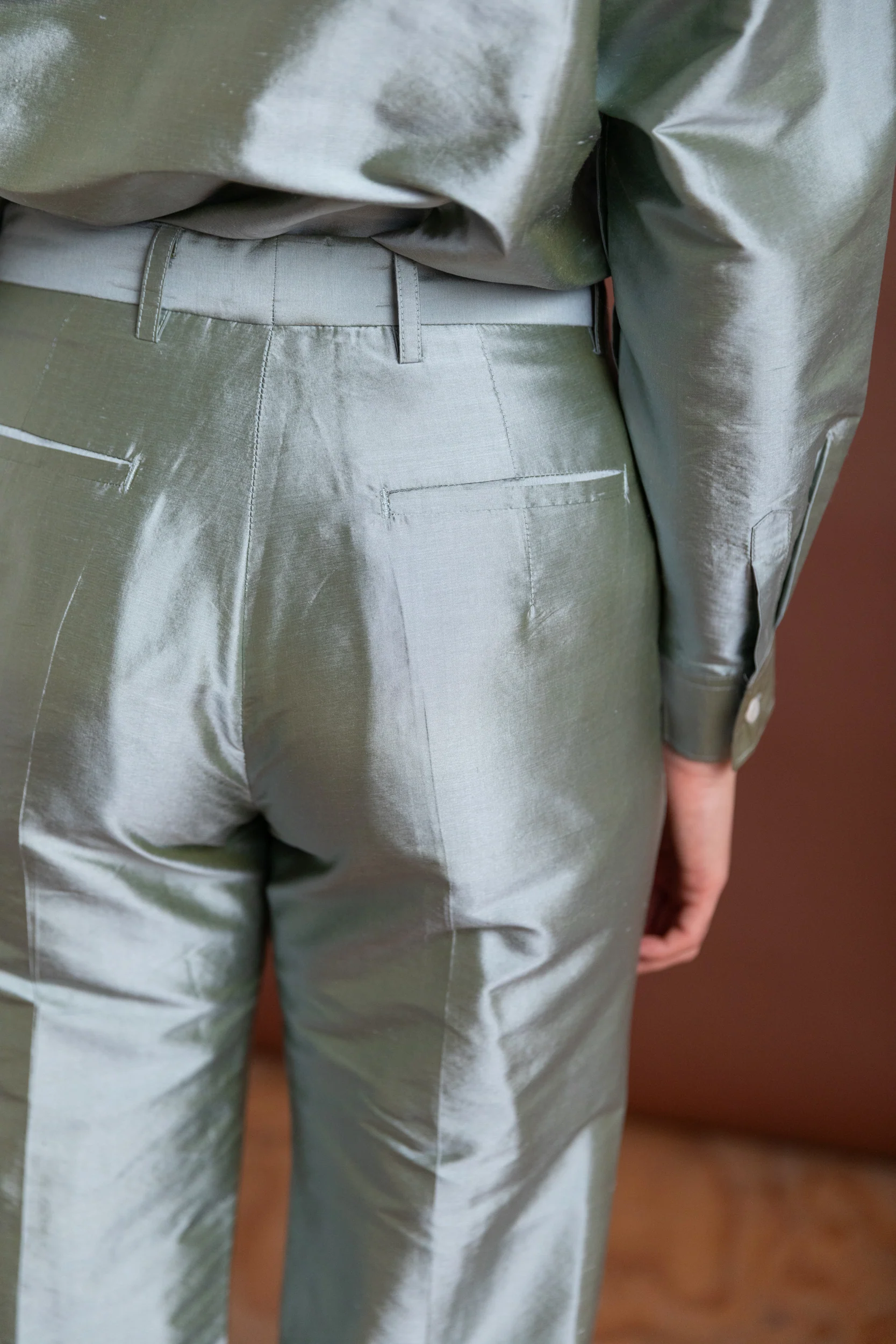 NILES TROUSER IN MINT SILK TAFFETA - Image 7