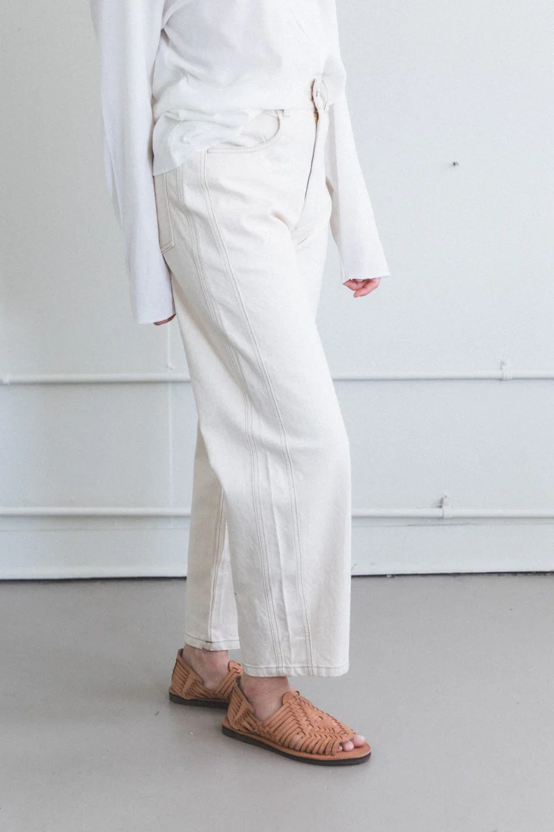 PANEL JEAN IN CREAM DENIM - Image 6