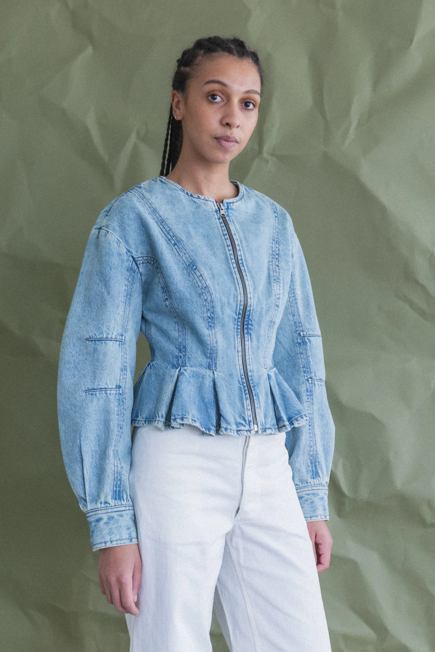 PEPLUM ZIP JACKET IN CANYON DENIM - Image 10