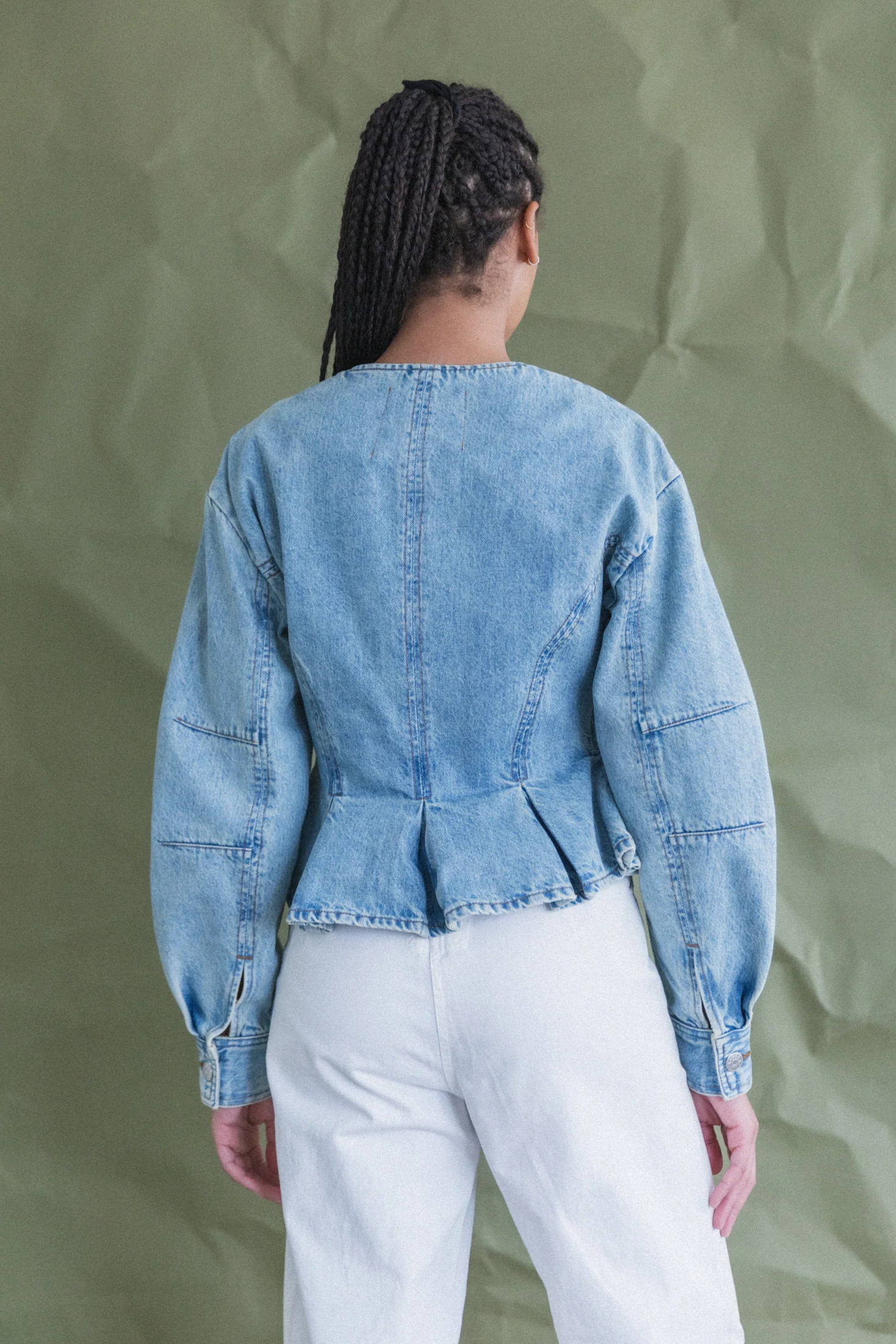 PEPLUM ZIP JACKET IN CANYON DENIM - Image 6