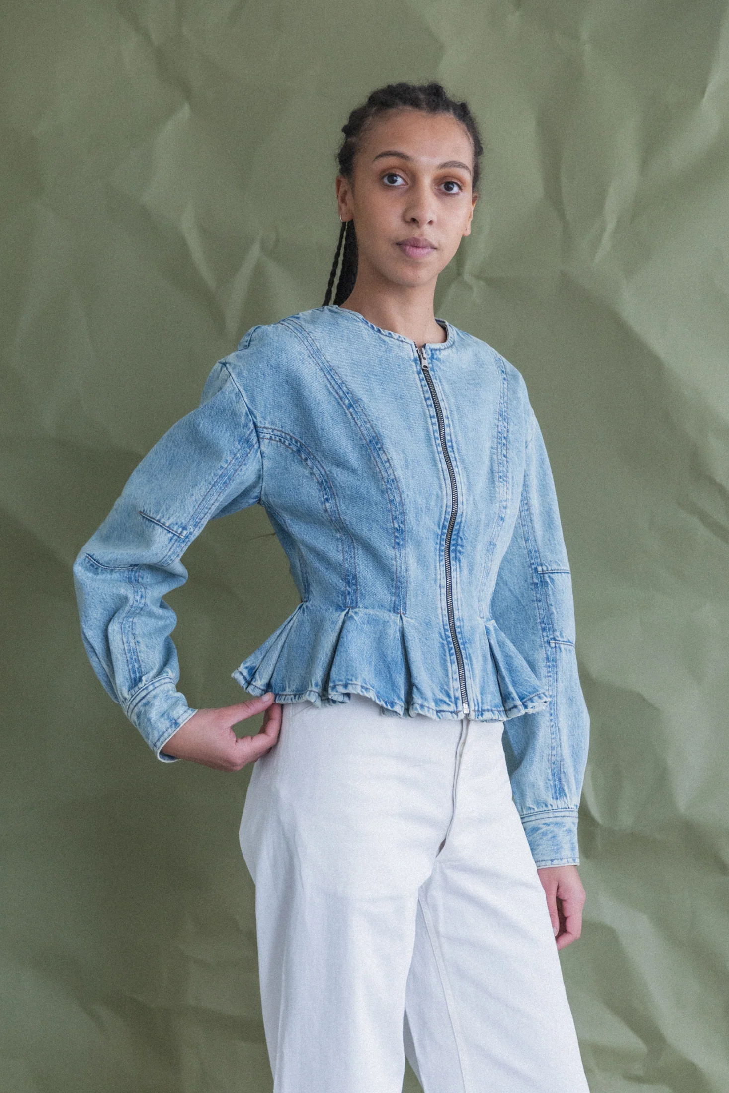 PEPLUM ZIP JACKET IN CANYON DENIM - Image 9