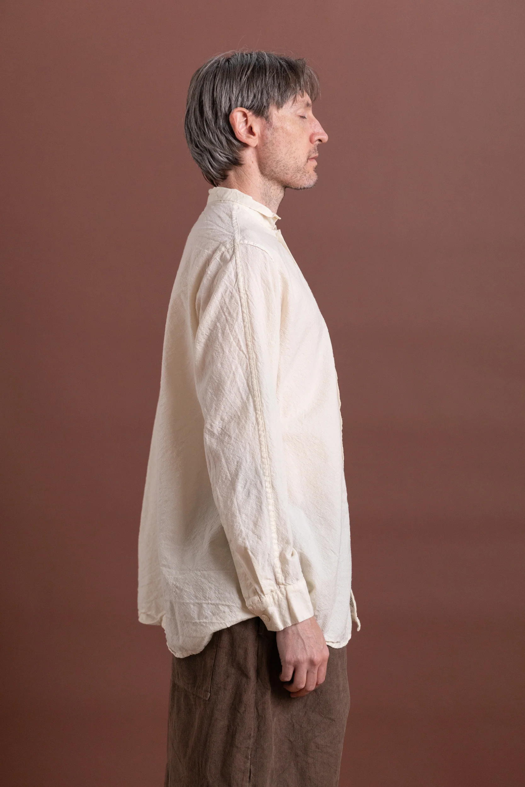 PLASTRON SHIRT IN RINSED WOOL CALICO - Image 6