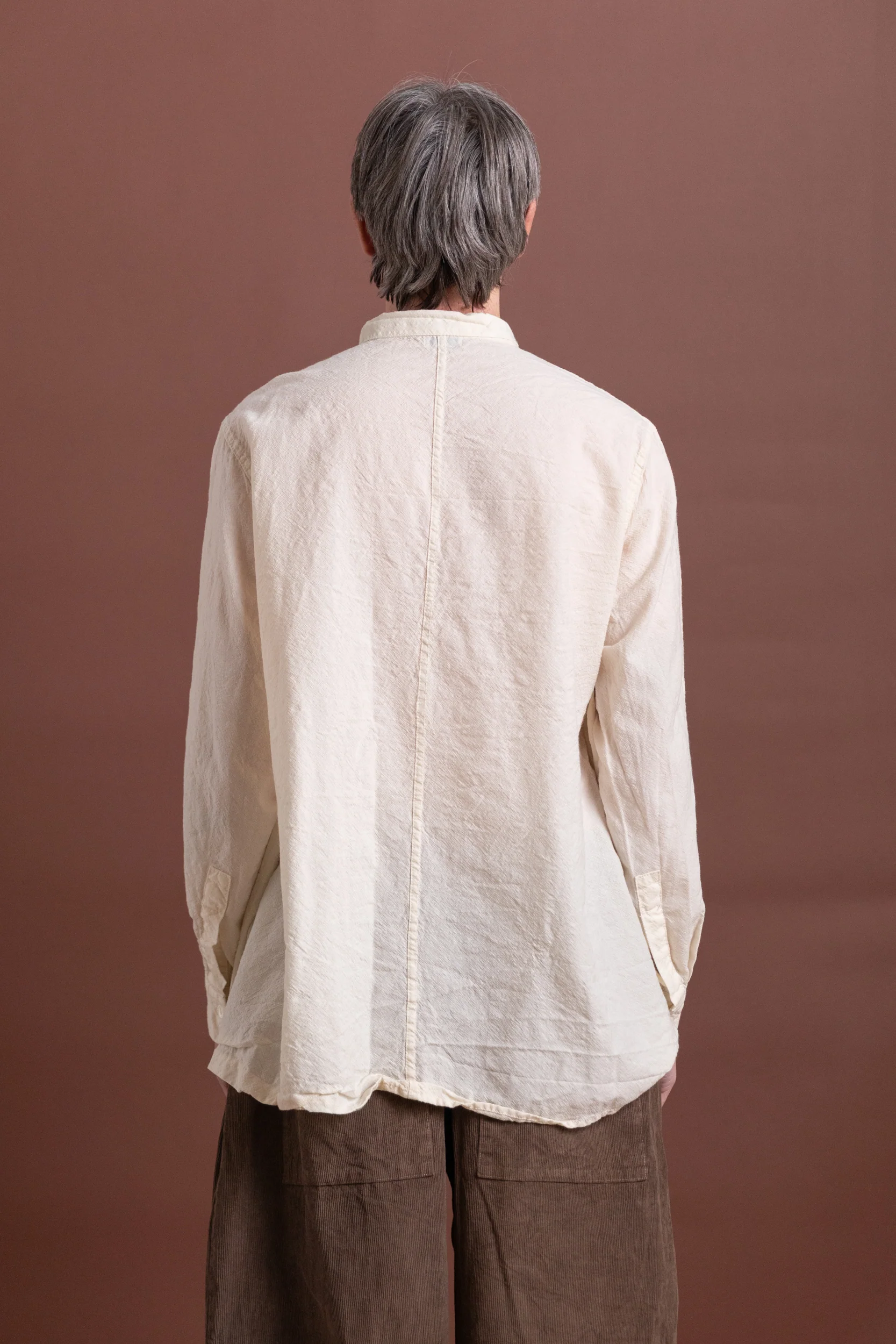 PLASTRON SHIRT IN RINSED WOOL CALICO - Image 7