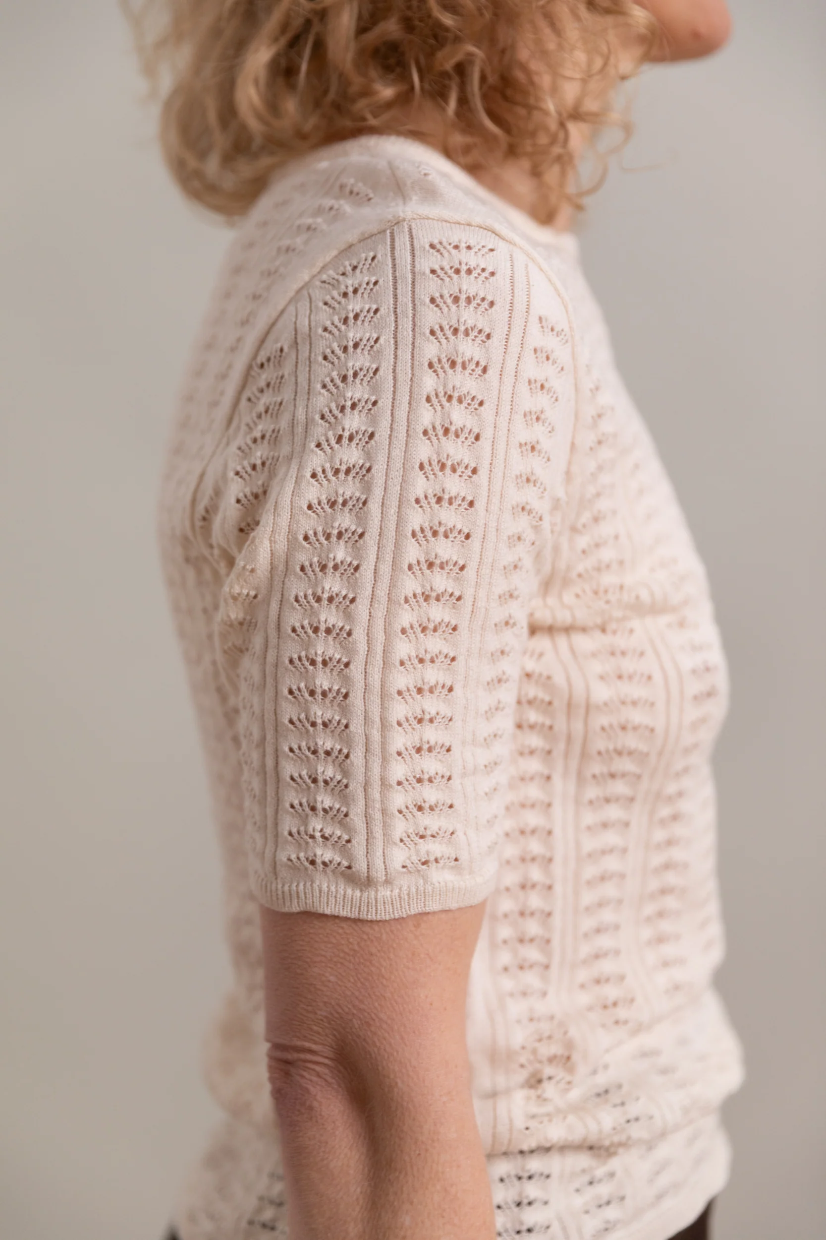 POINTELLE SHIRT IN CHALK COTTON CASHMERE - Image 2