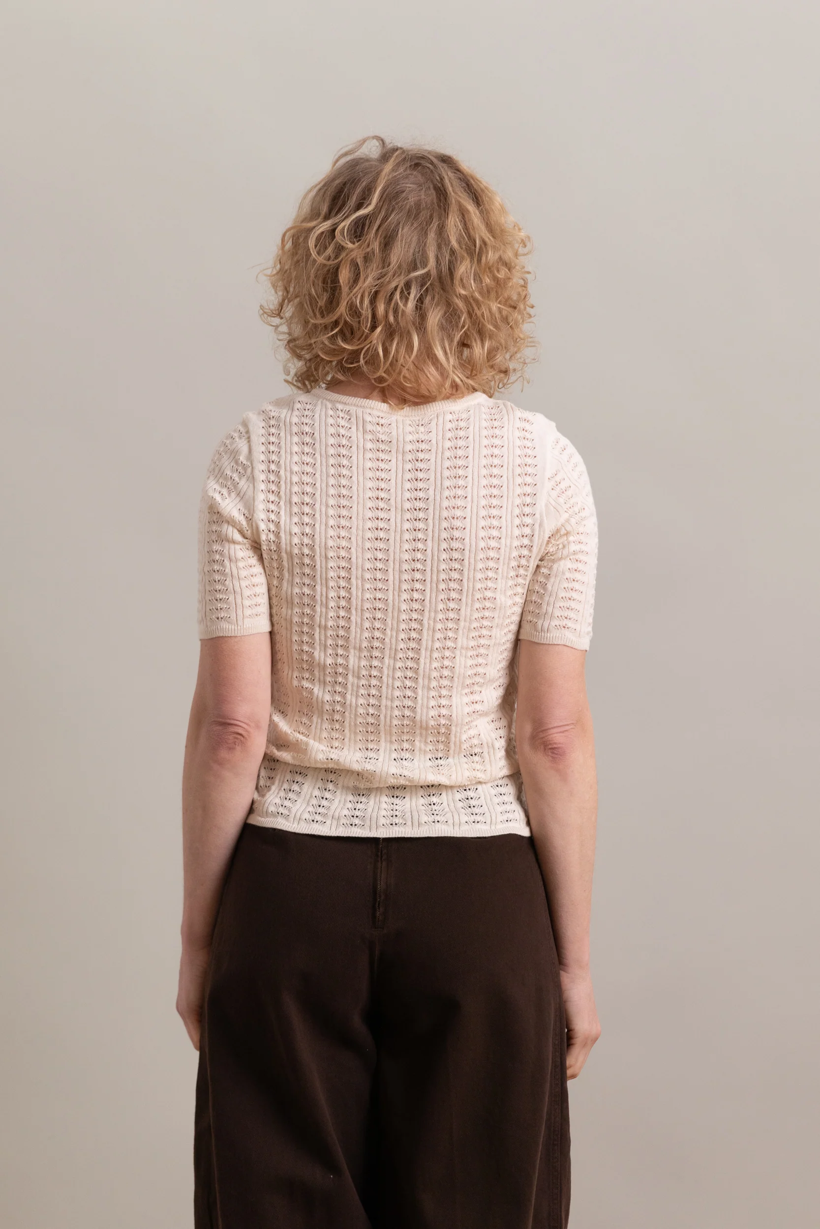 POINTELLE SHIRT IN CHALK COTTON CASHMERE - Image 5