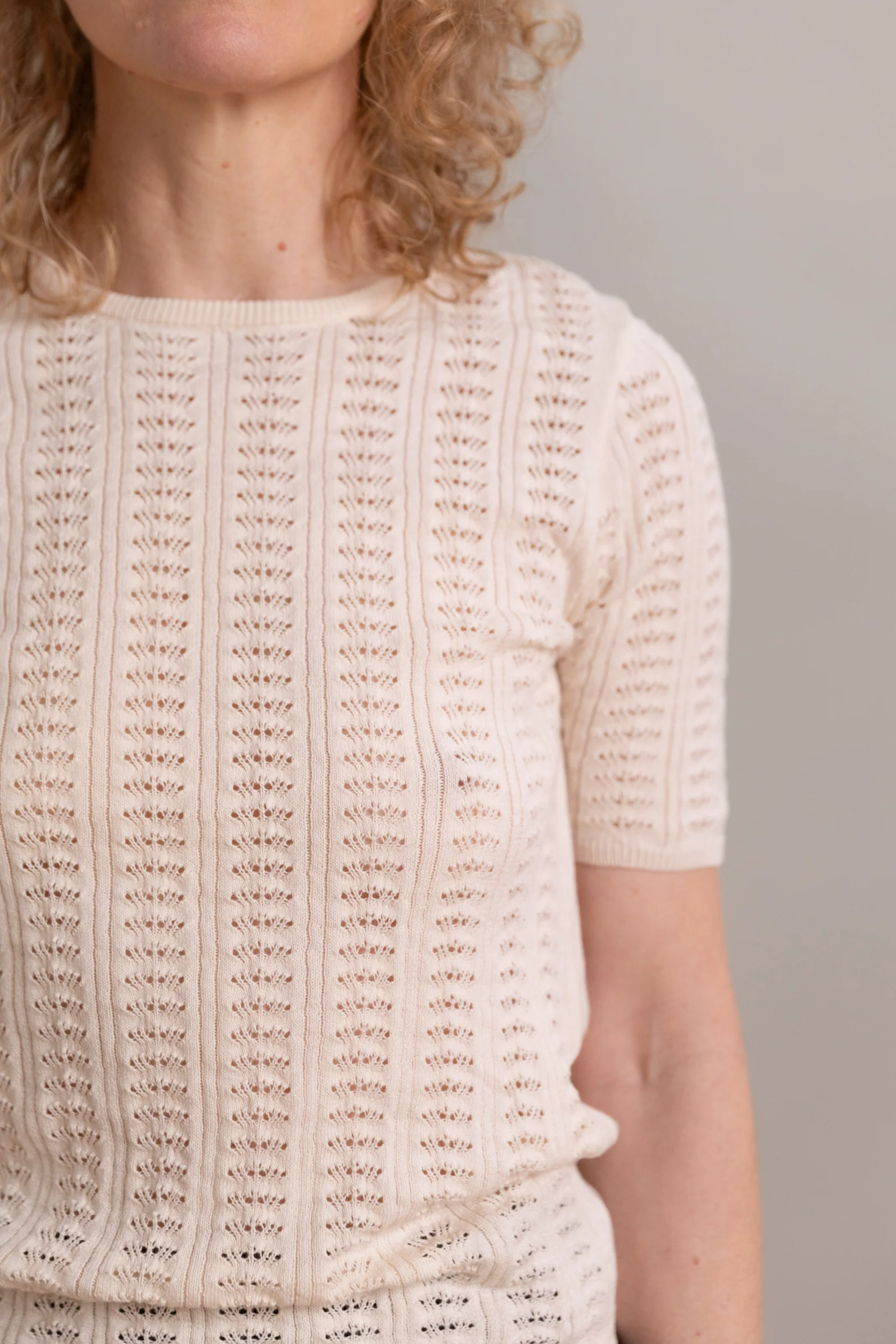 POINTELLE SHIRT IN CHALK COTTON CASHMERE - Image 6