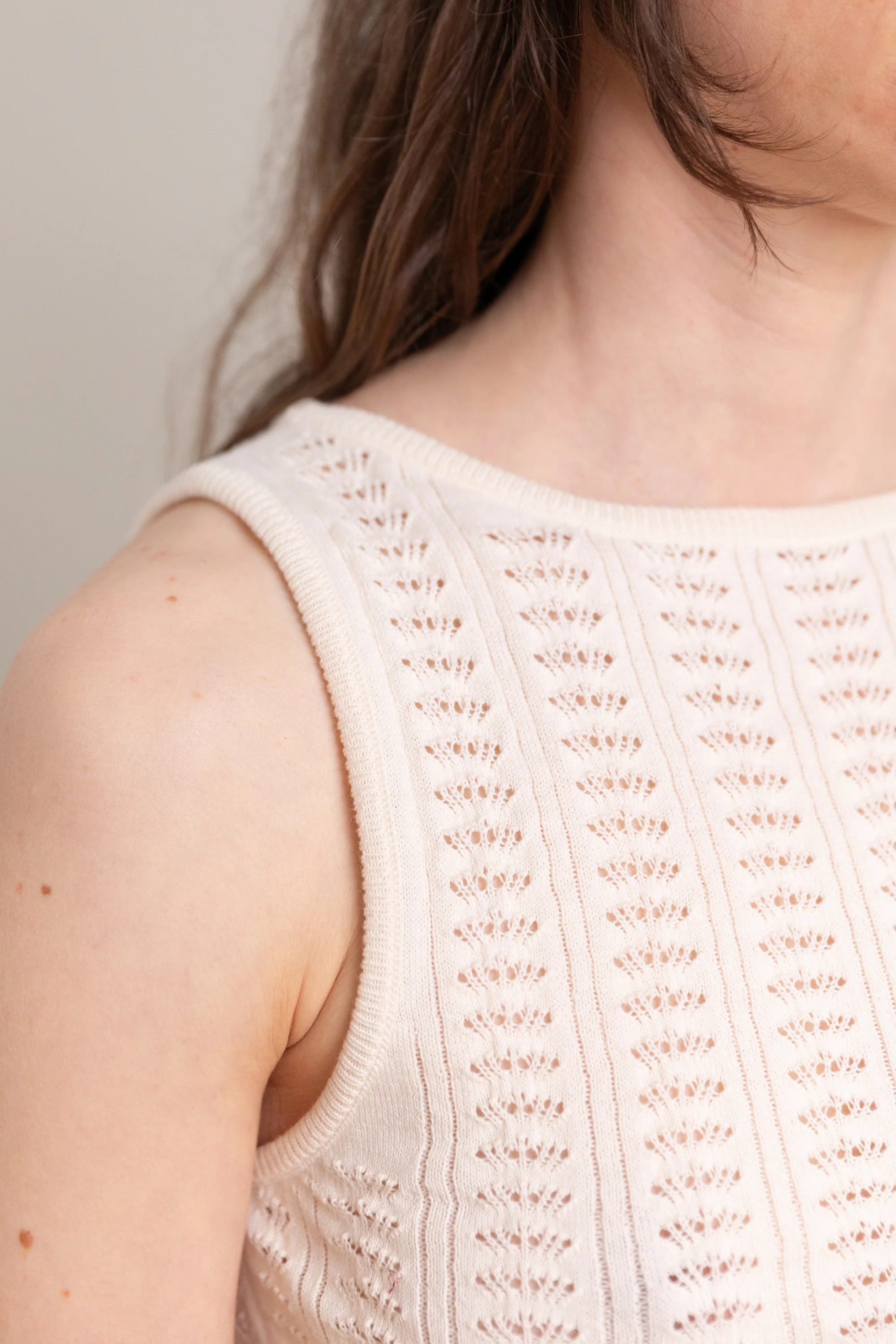 POINTELLE TANK IN MERENGUE ORGANIC COTTON/MERINO WOOL - Image 2