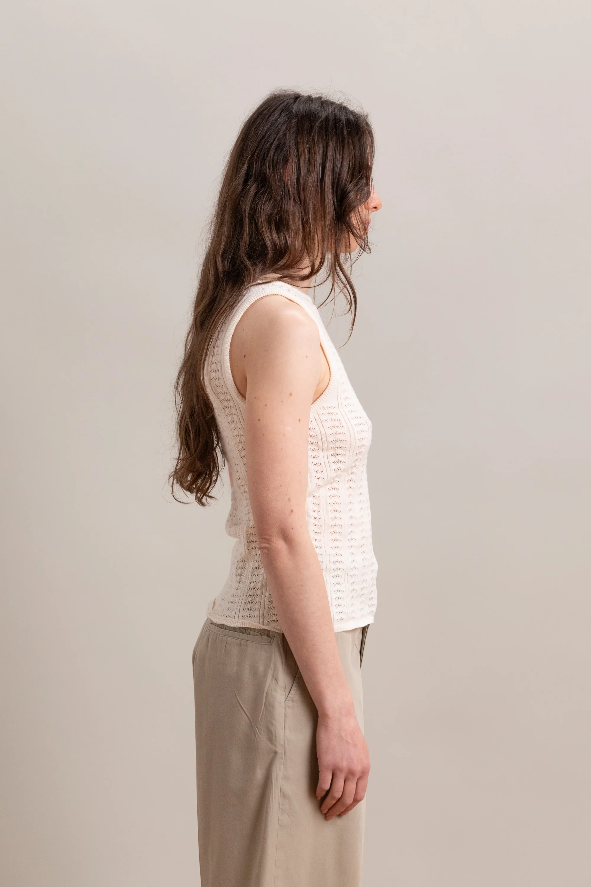 POINTELLE TANK IN MERENGUE ORGANIC COTTON/MERINO WOOL - Image 4
