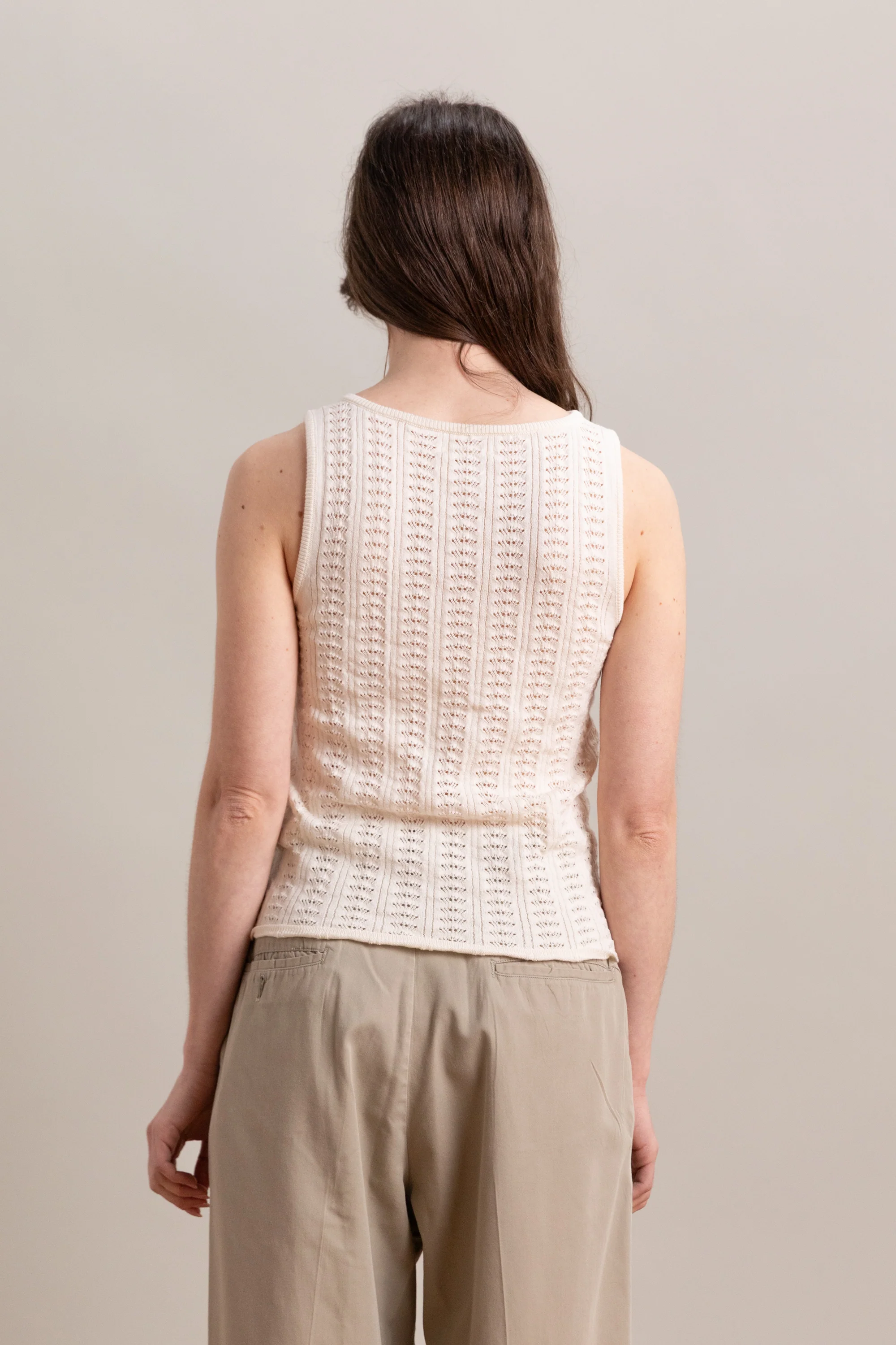 POINTELLE TANK IN MERENGUE ORGANIC COTTON/MERINO WOOL - Image 6