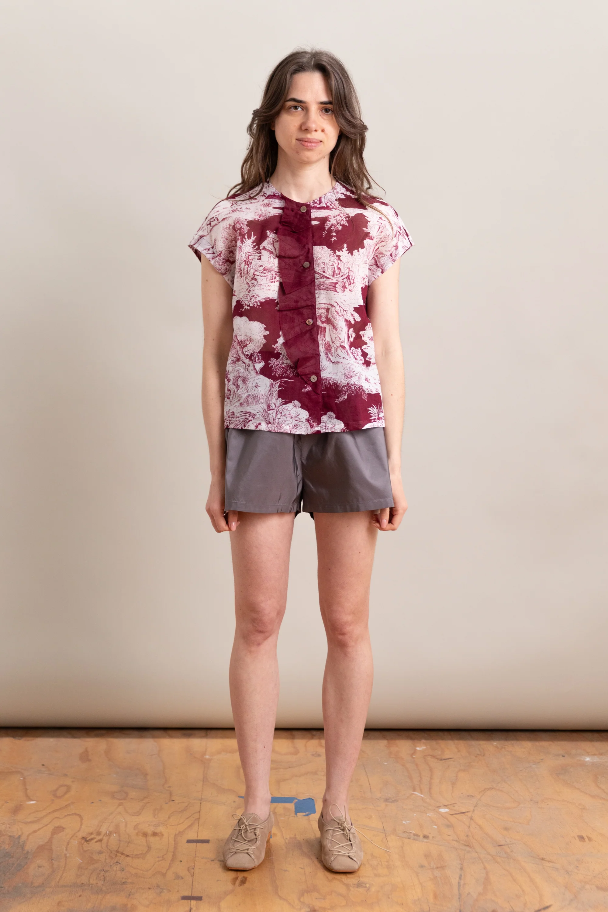 PRINTED TOP IN WINE
