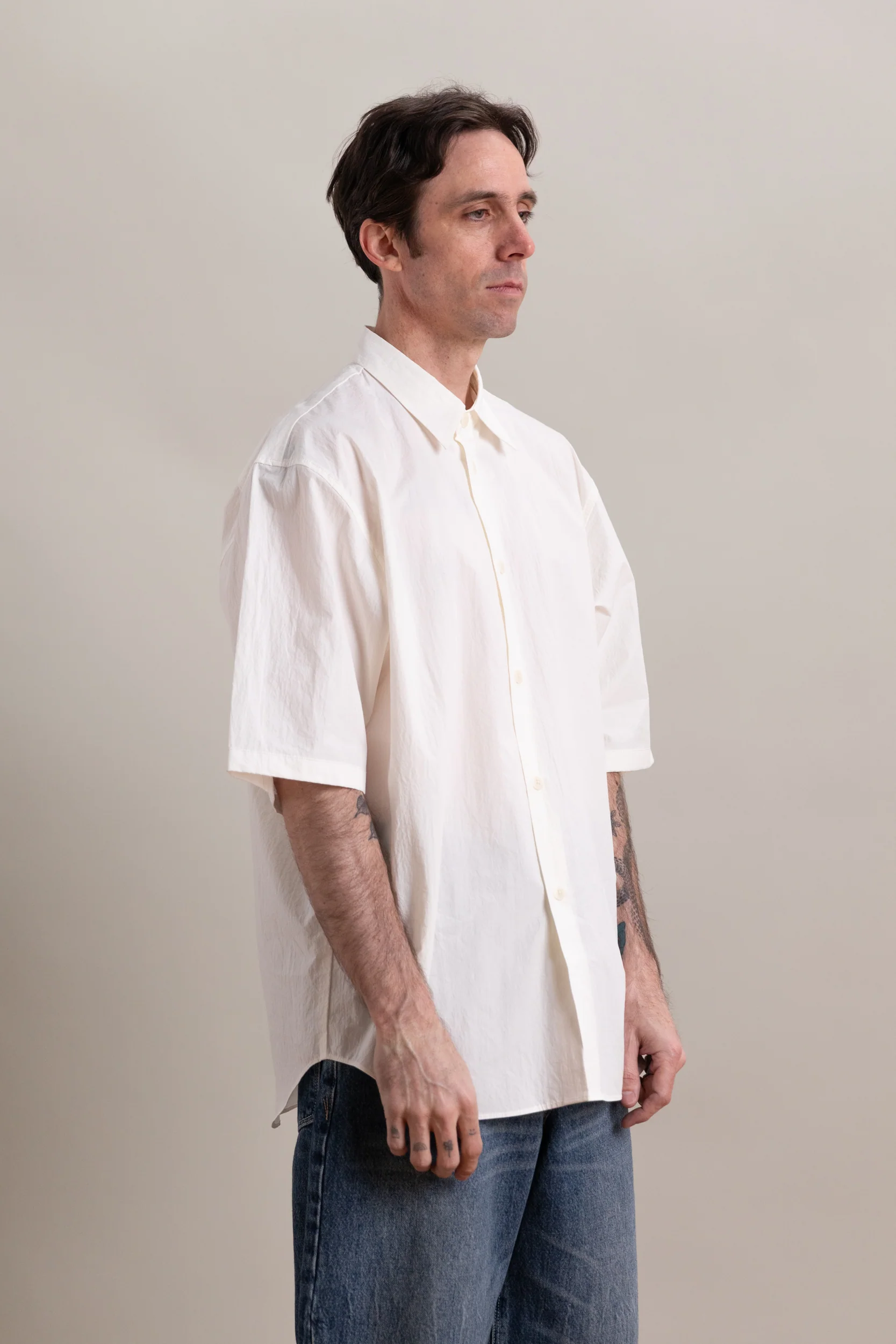 R0S9 SHORT SLEEVE WEATHER SHIRT IN WHITE 160 CRUNCH - Image 3