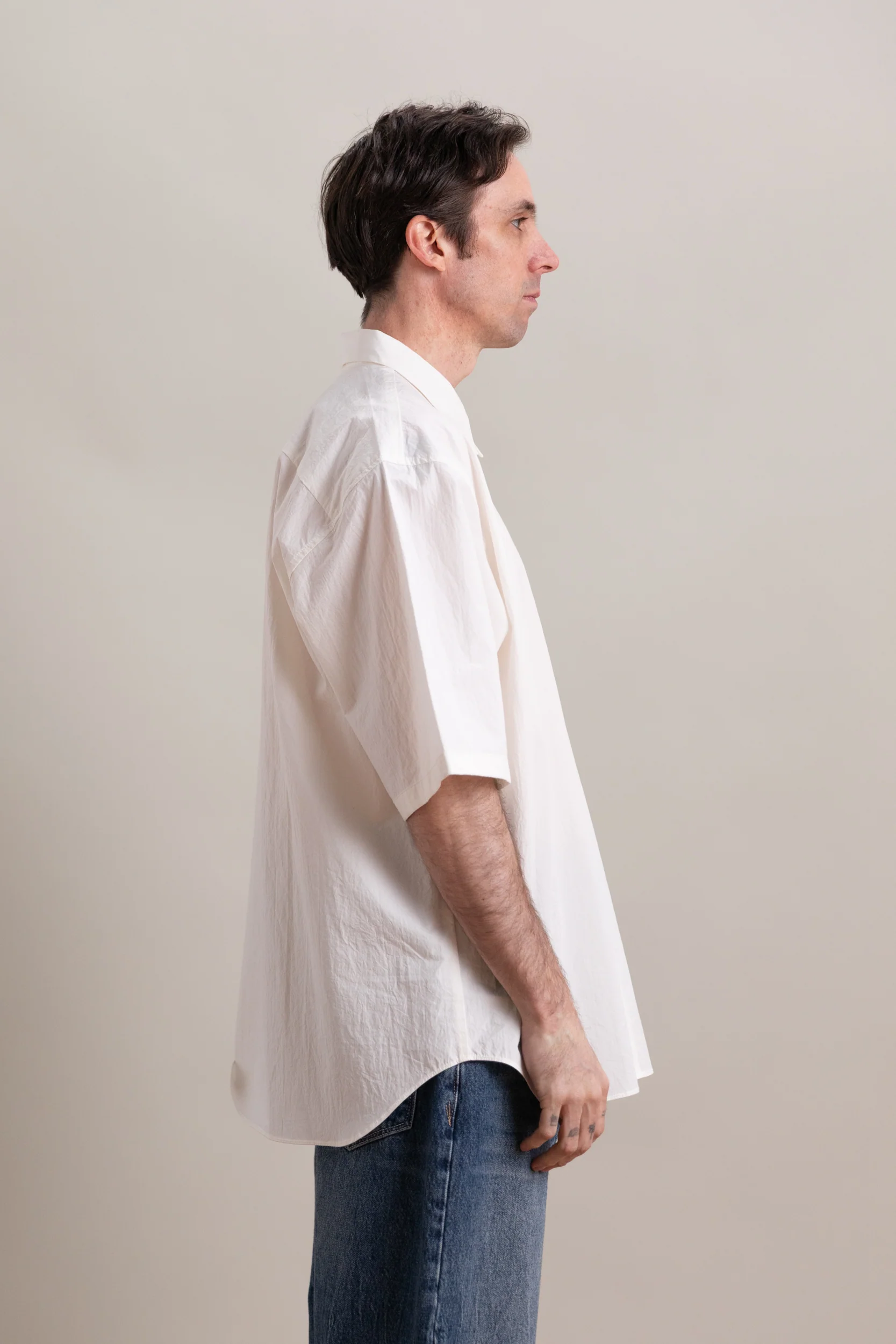 R0S9 SHORT SLEEVE WEATHER SHIRT IN WHITE 160 CRUNCH - Image 4