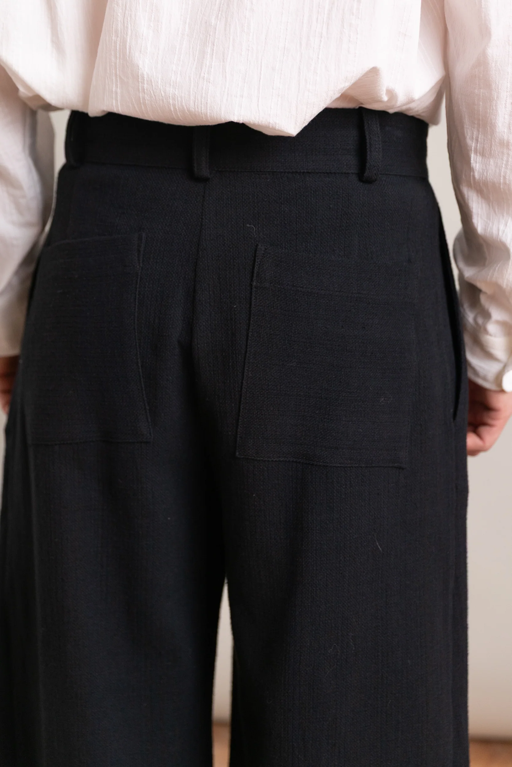ROBBY TROUSER IN BLACK JAPANESE STITCH COTTON - Image 6