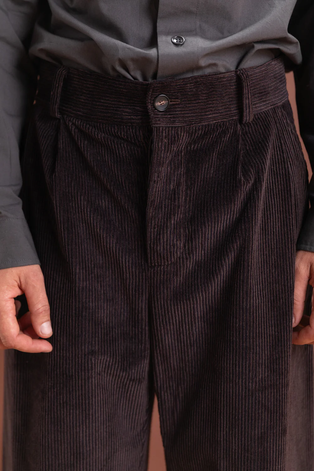 ROBBY TROUSER IN TAUPE JAPANESE TWO TONE COTTON CORDUROY - Image 7