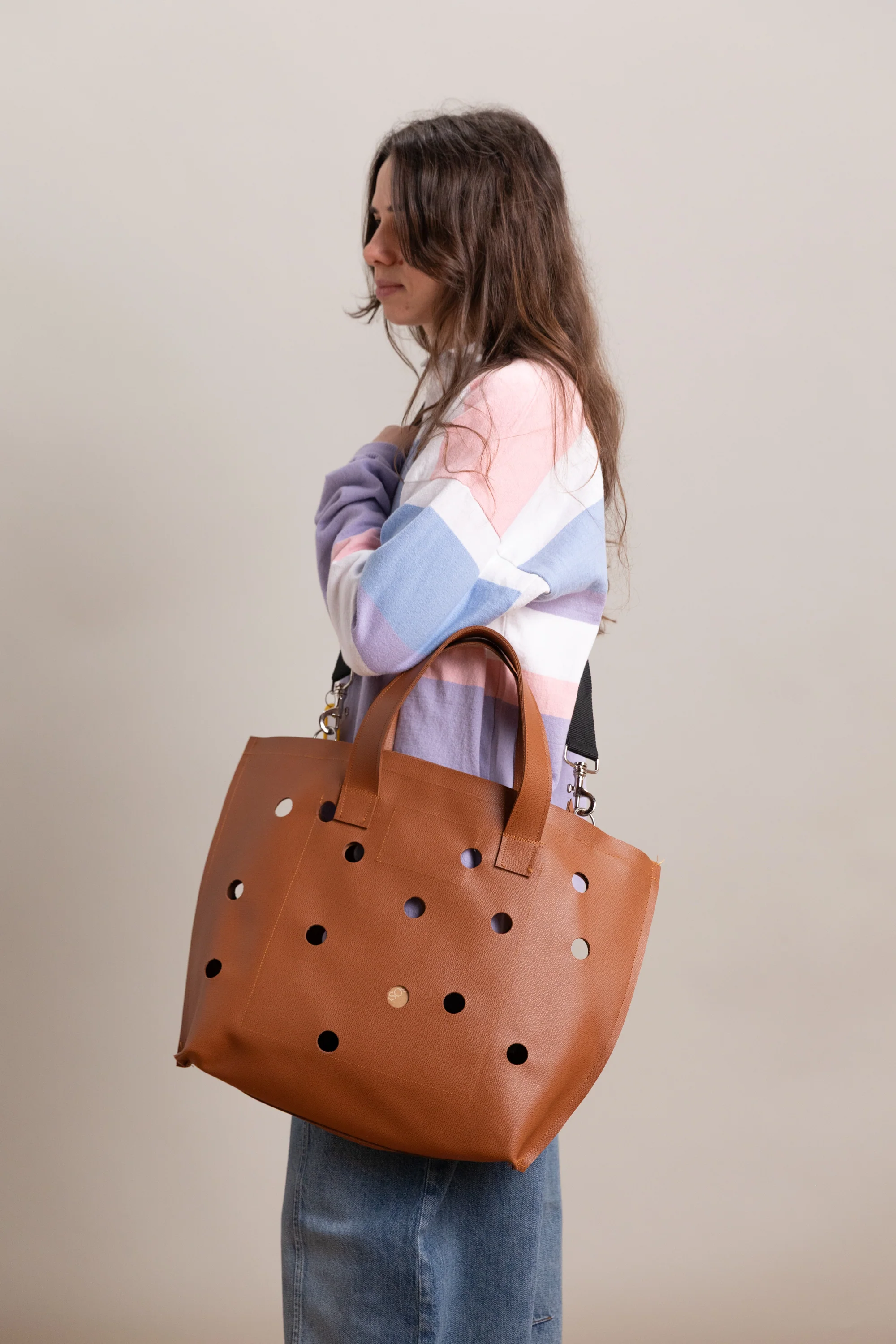 SHOPPER BAG IN BROWN LEATHER - Image 3