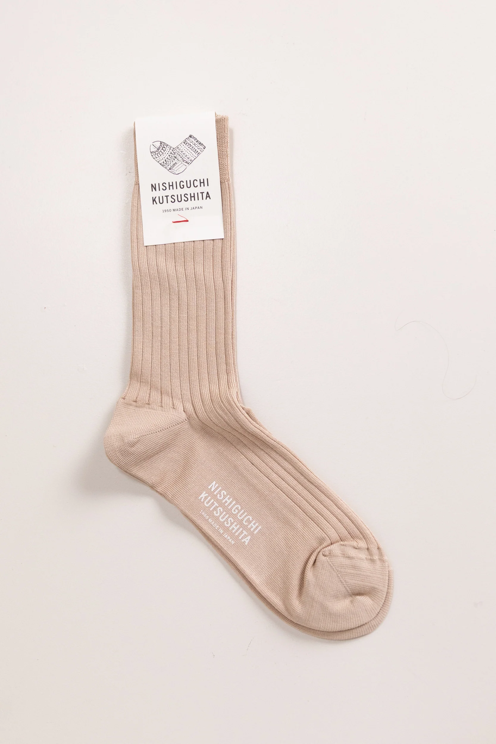 SILK COTTON RIBBED SOCKS IN BEIGE