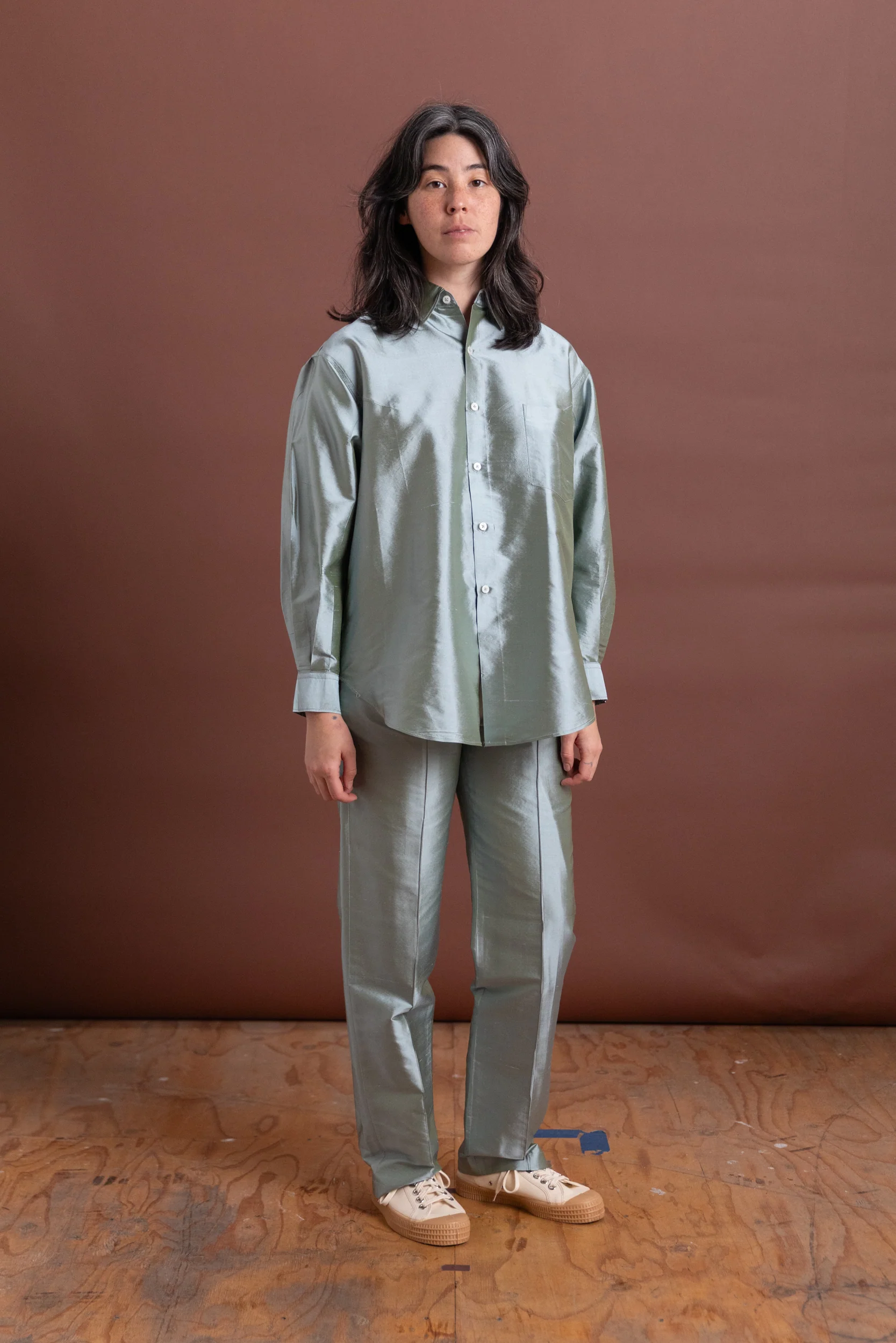 SLOAN SHIRT IN MINT SILK TAFFETA - Image 2