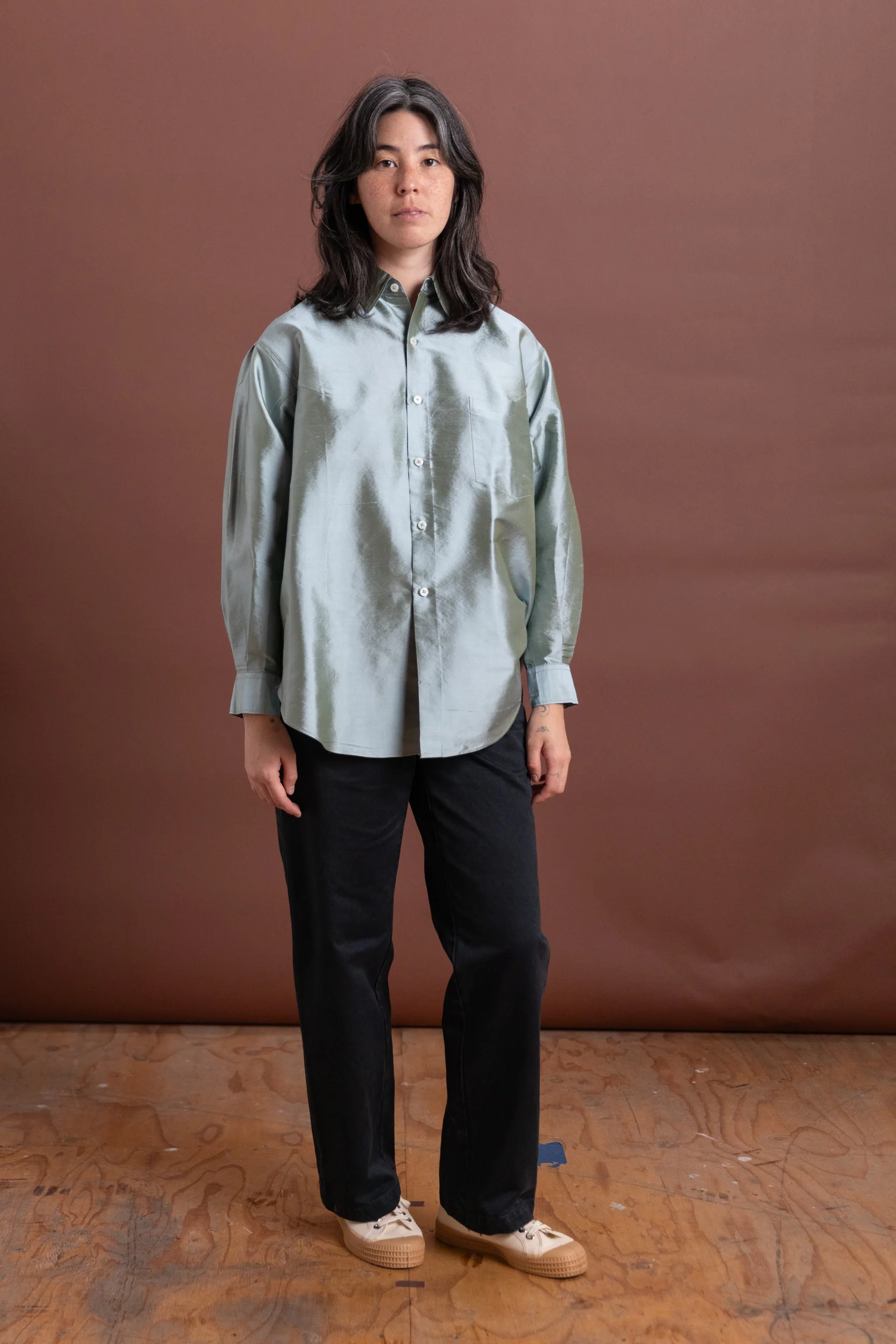 SLOAN SHIRT IN MINT SILK TAFFETA - Image 3