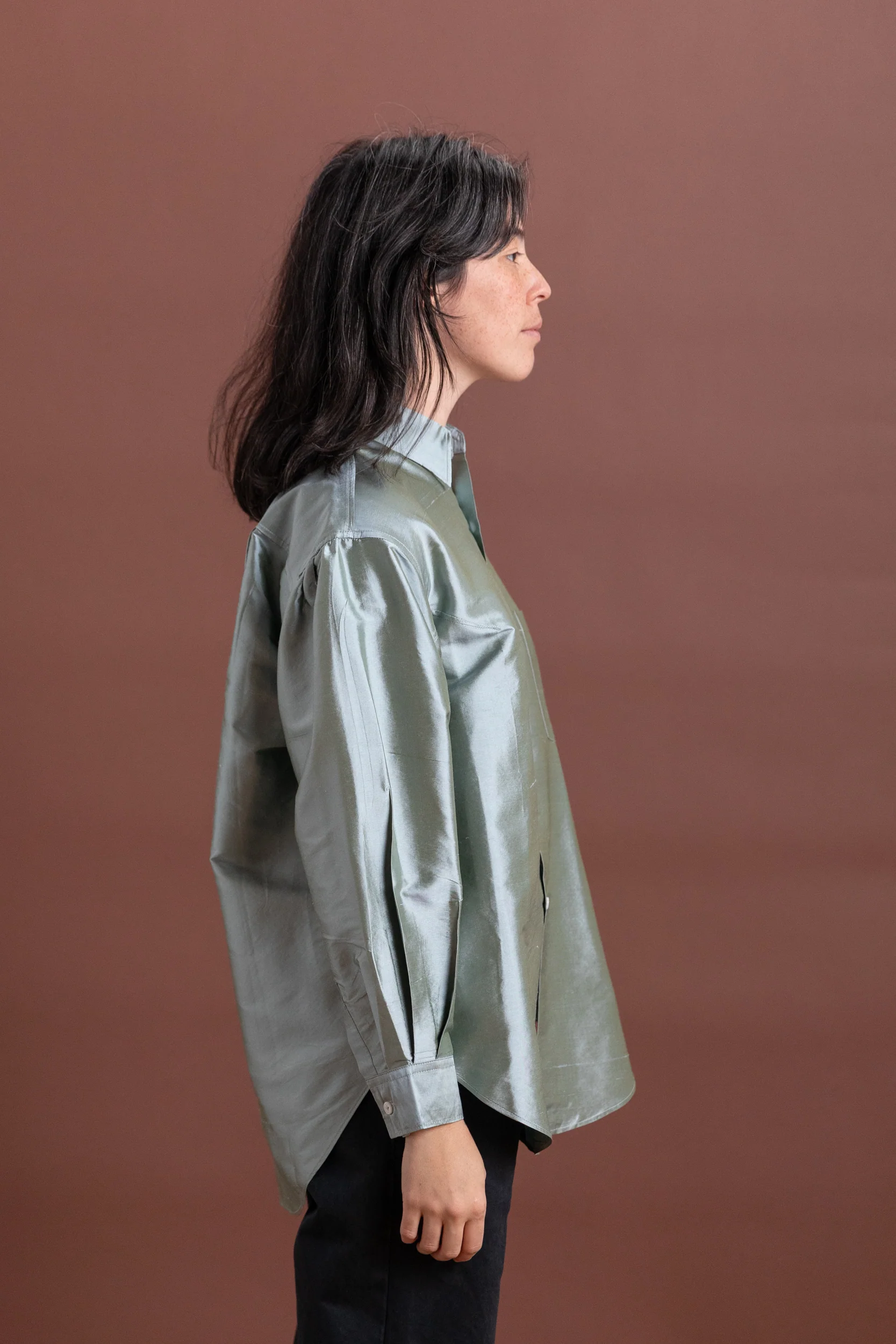 SLOAN SHIRT IN MINT SILK TAFFETA - Image 4
