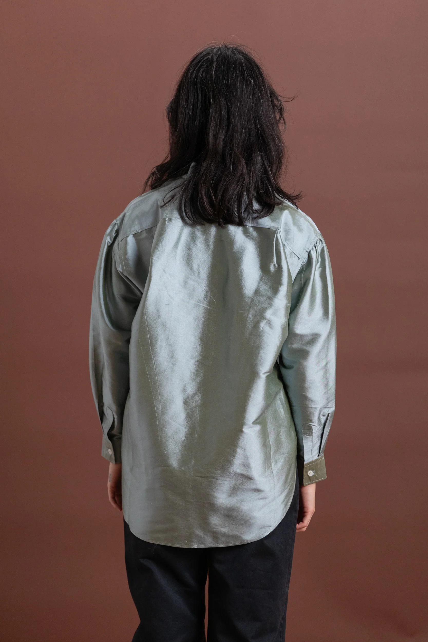 SLOAN SHIRT IN MINT SILK TAFFETA - Image 5