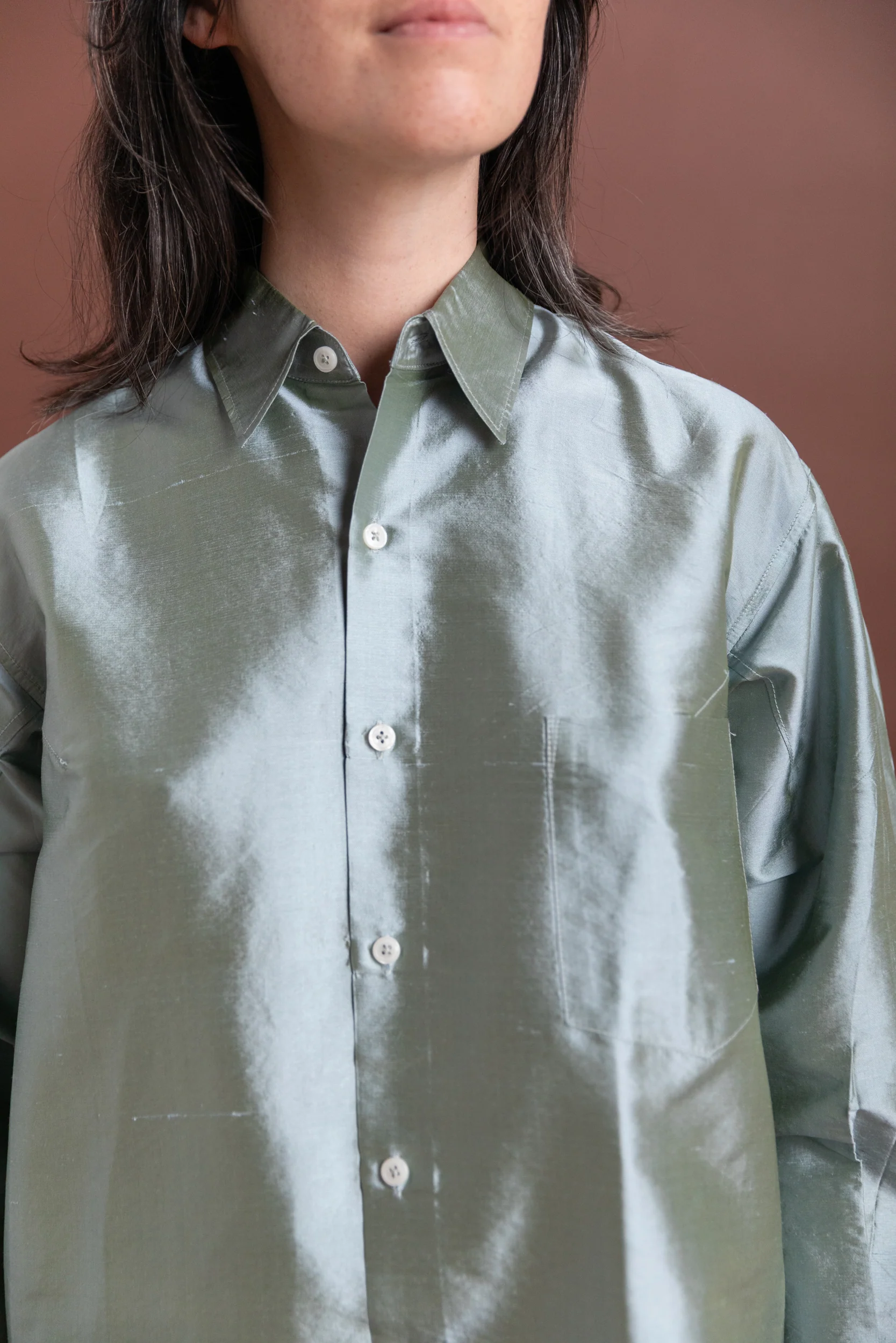 SLOAN SHIRT IN MINT SILK TAFFETA - Image 6