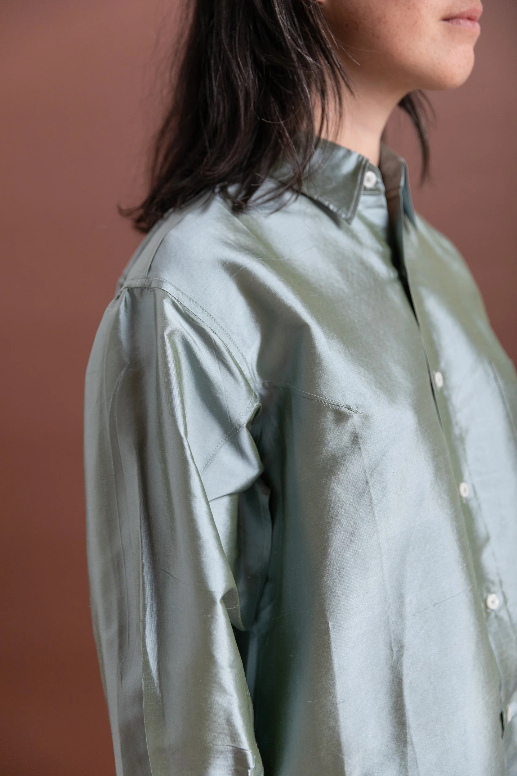 SLOAN SHIRT IN MINT SILK TAFFETA - Image 7