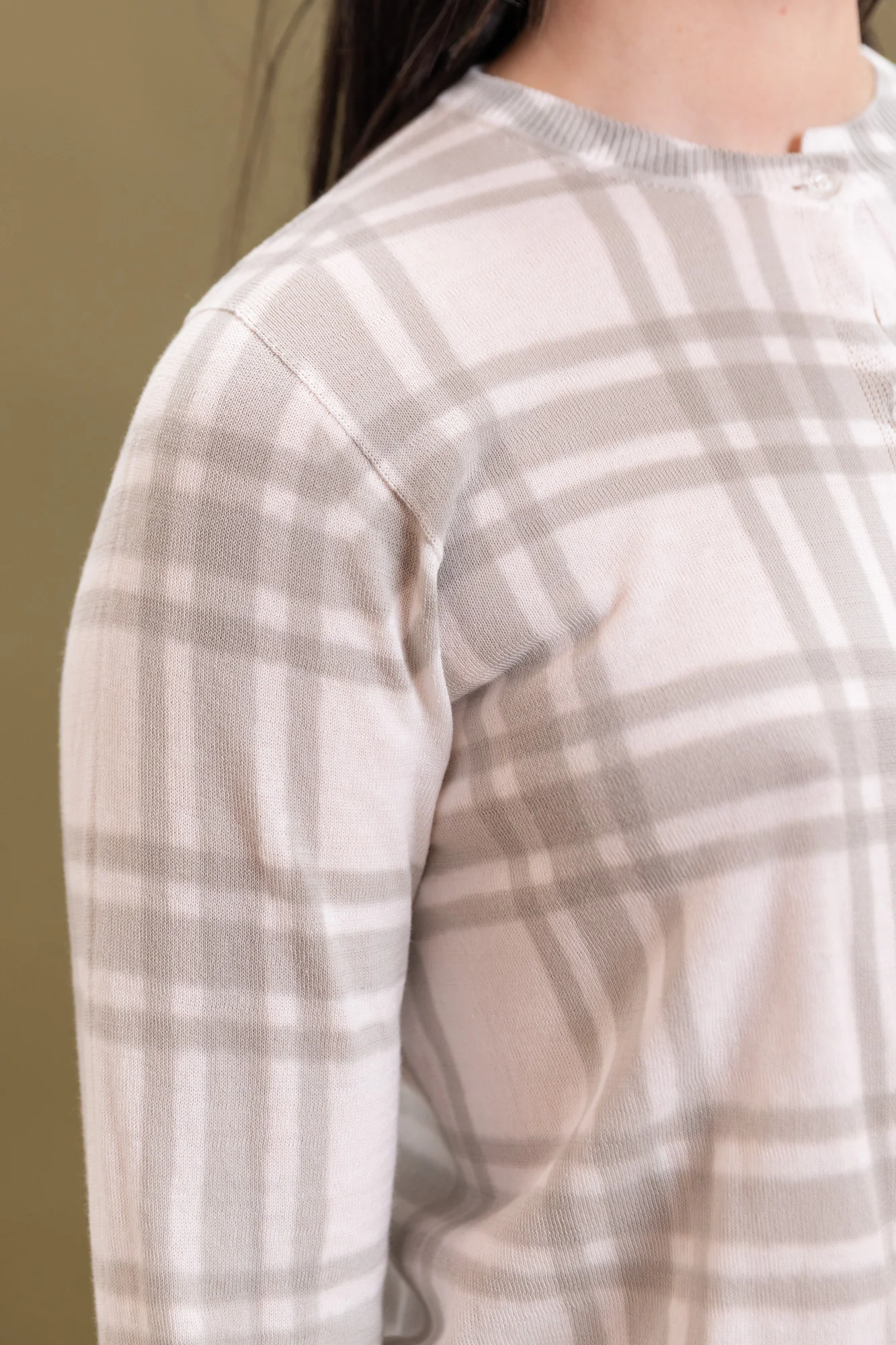 ITAZOME KNIT CARDIGAN IN LIGHT GREY COTTON - Image 6