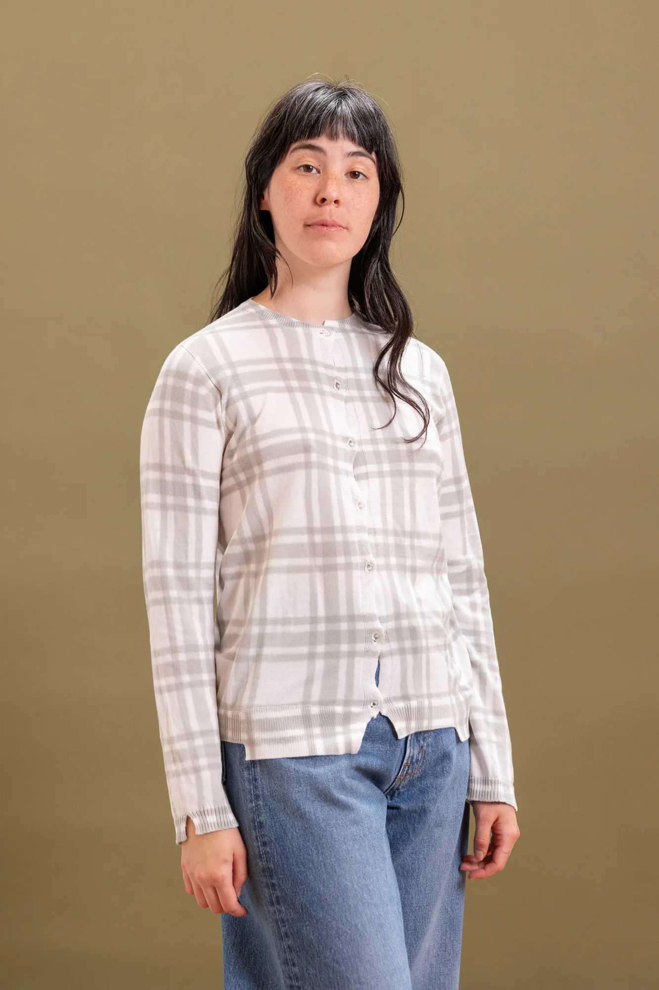 ITAZOME KNIT CARDIGAN IN LIGHT GREY COTTON - Image 7