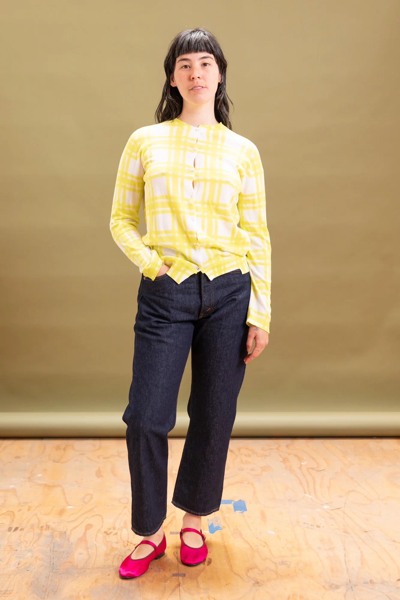ITAZOME KNIT CARDIGAN IN YELLOW COTTON - Image 3
