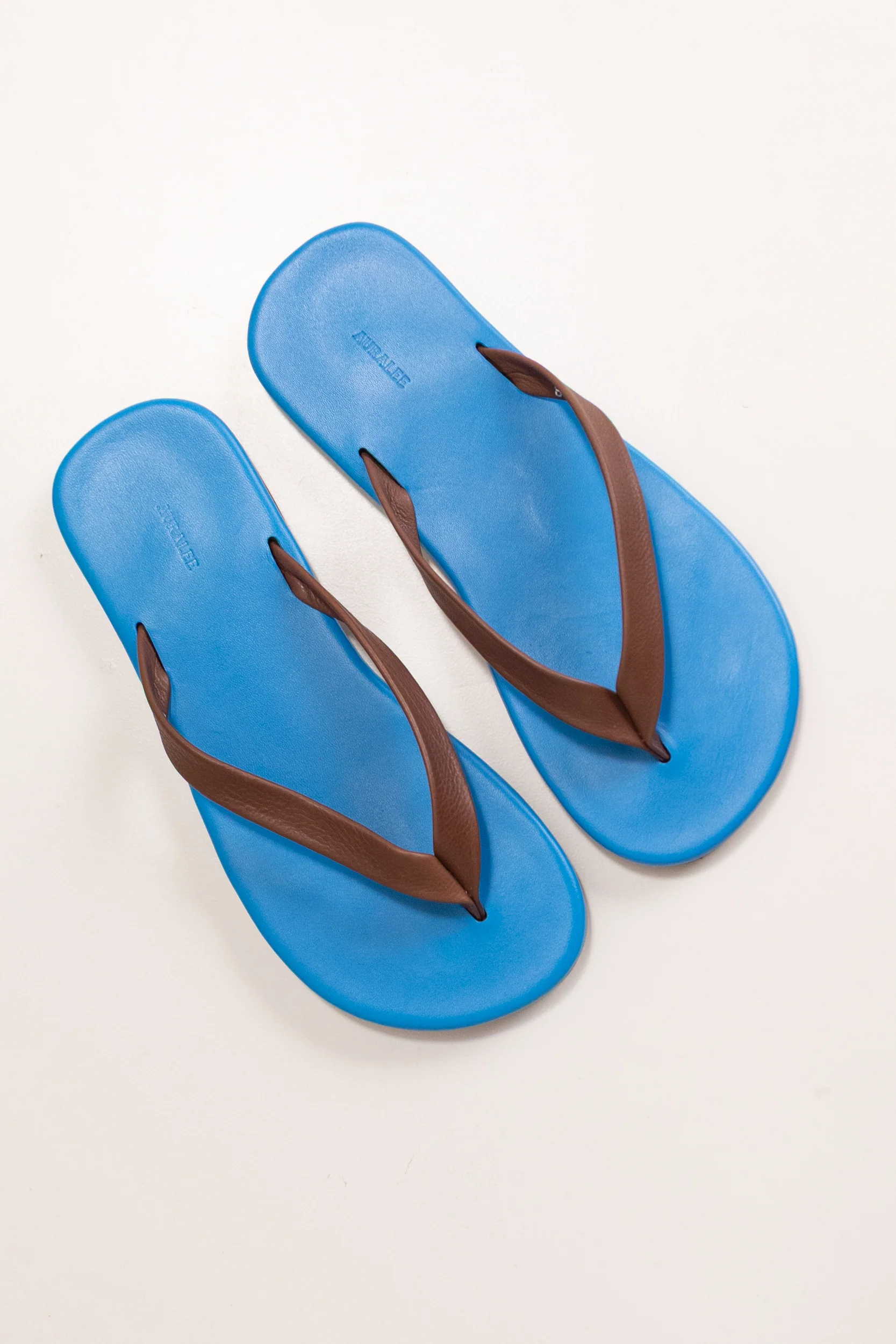 SOFT LEATHER FLIP-FLOPS IN BLUE & BROWN - Image 4