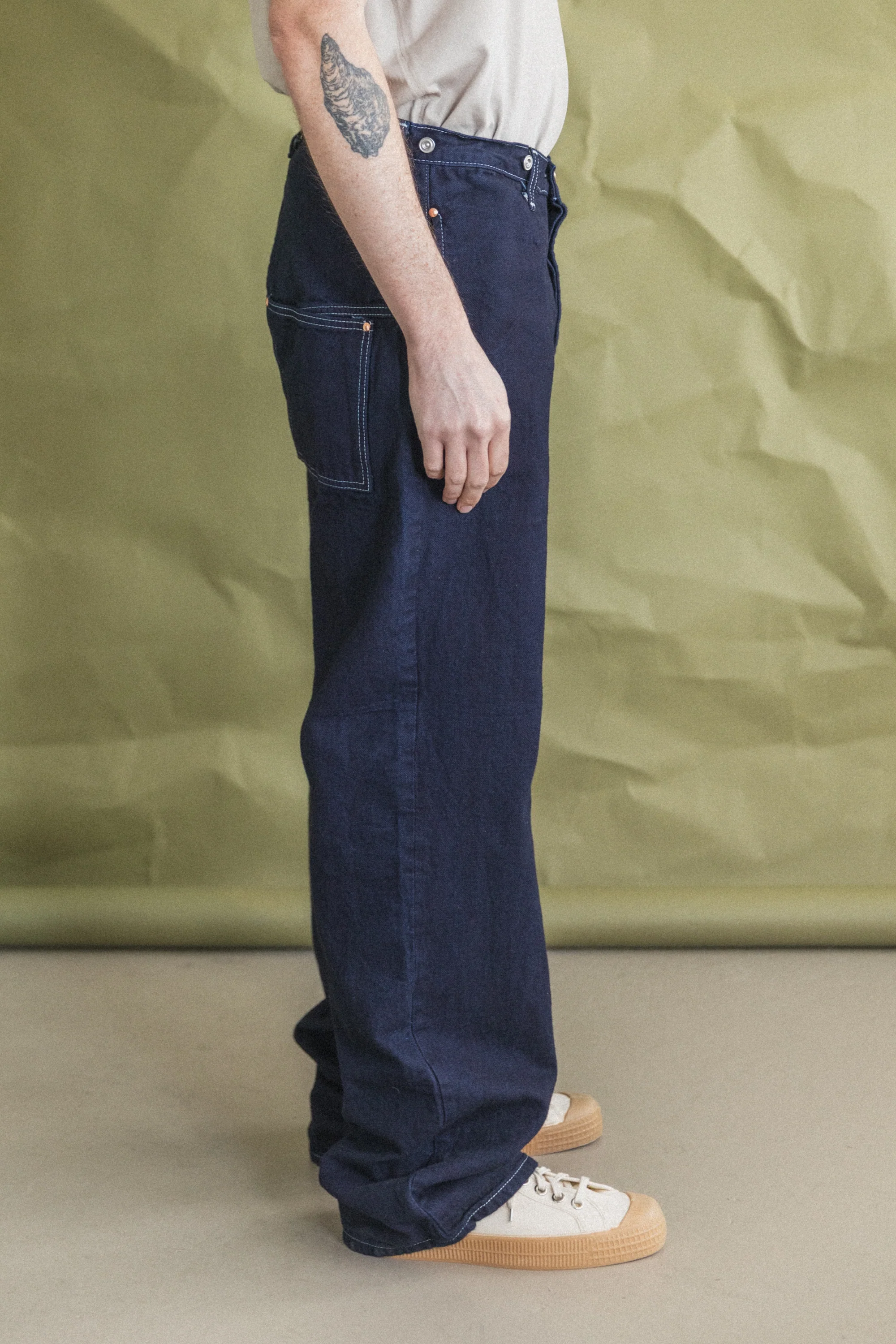TYPE 156 SPLIT BACK JEANS IN RINSED DOUBLE INDIGO BROKEN TWILL - Image 5