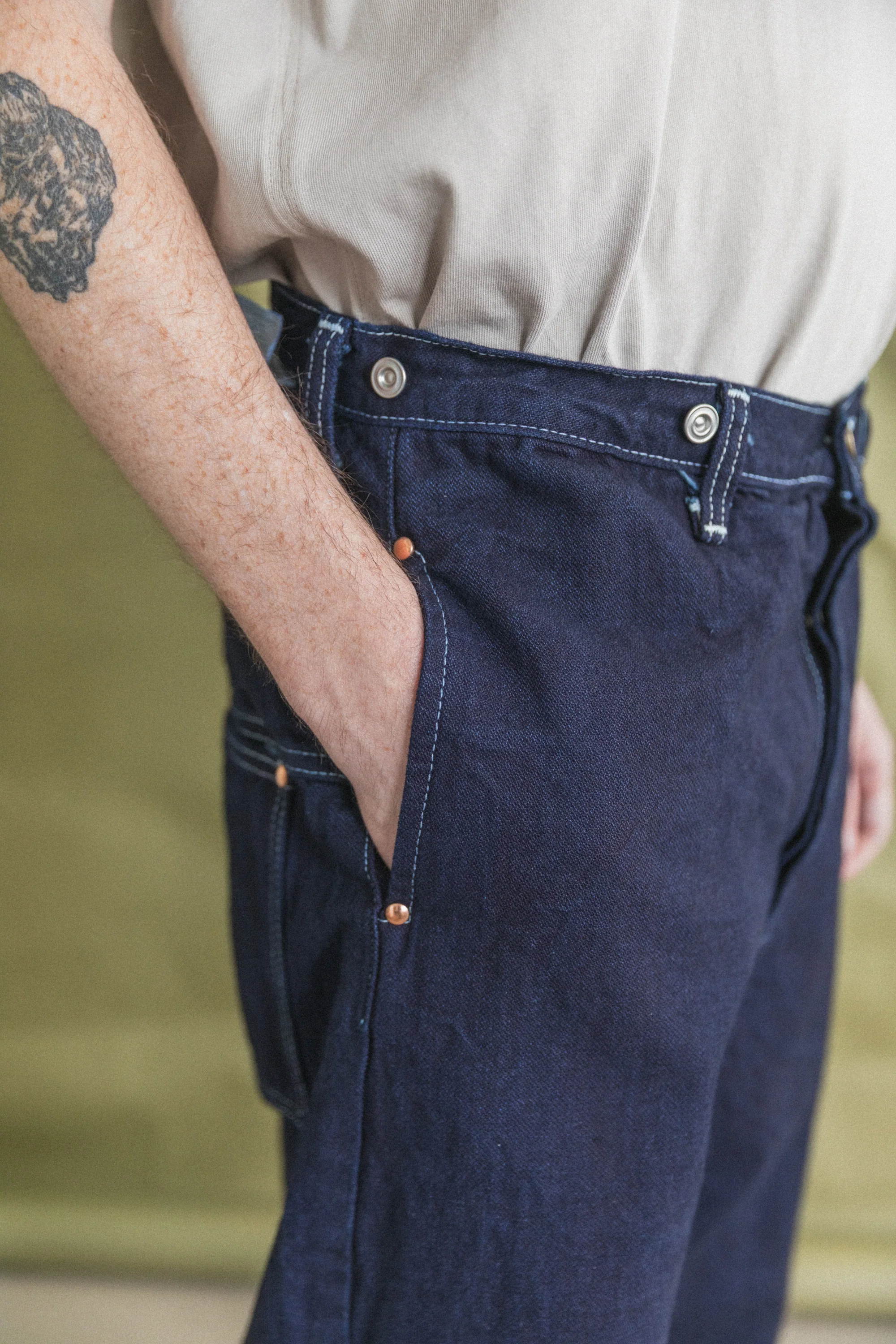 TYPE 156 SPLIT BACK JEANS IN RINSED DOUBLE INDIGO BROKEN TWILL - Image 7