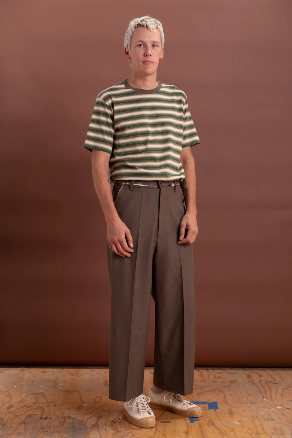 STRAIGHT SLACKS IN BROWN TWILL - Image 5