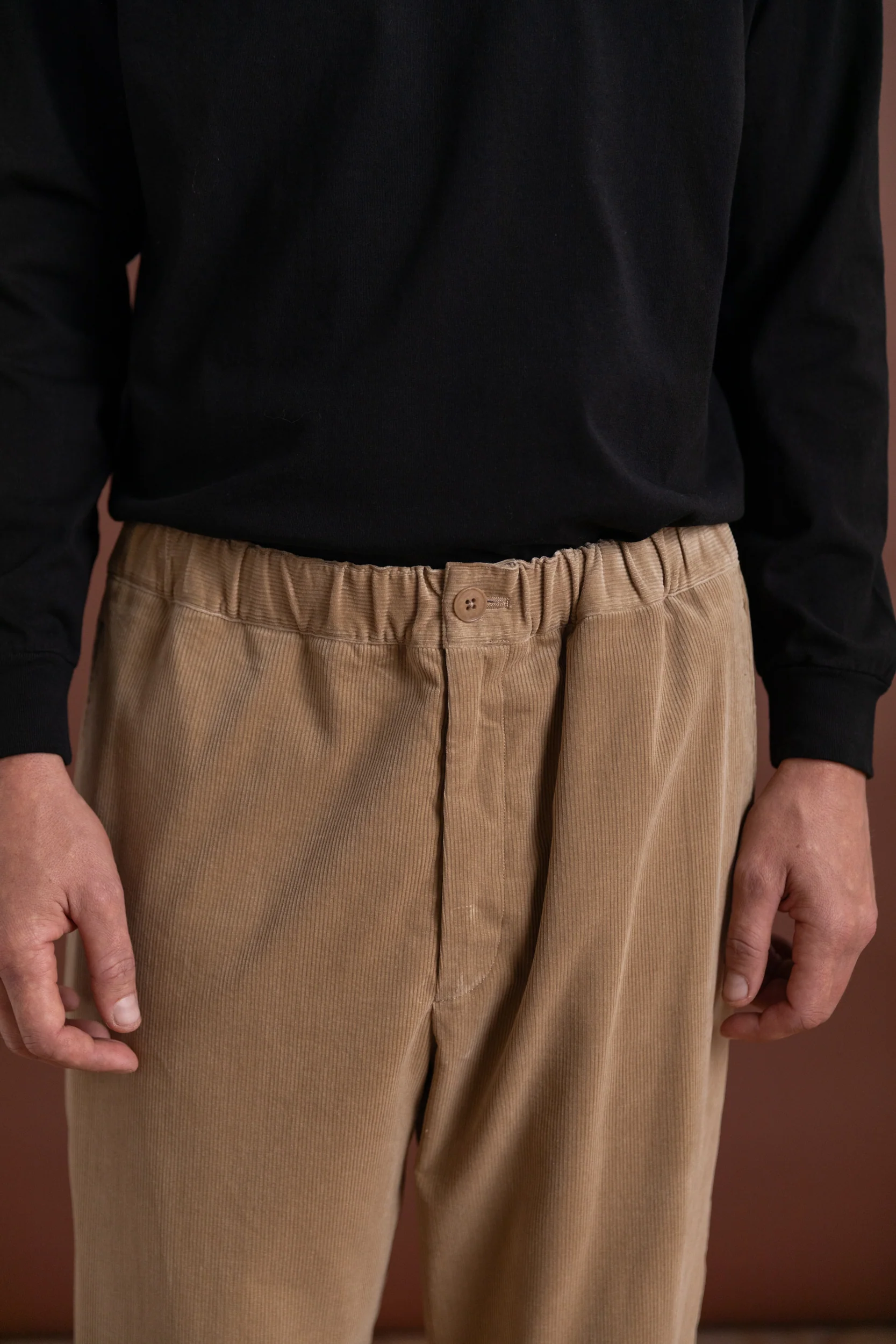 SUVIN CORDUROY EASY PANTS IN ALMOND - Image 6