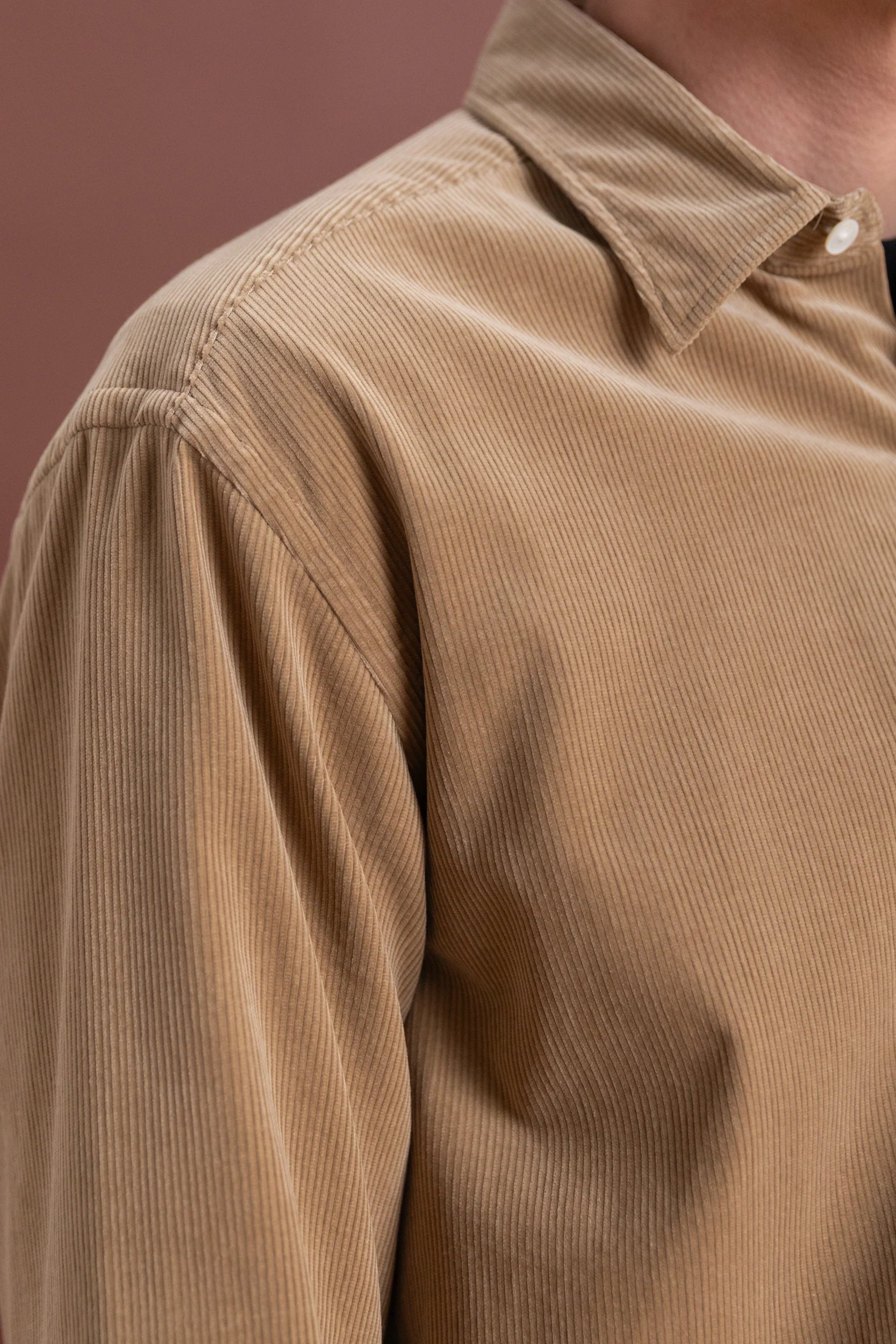 SUVIN CORDUROY REGULAR COLLARED SHIRT IN ALMOND - Image 3