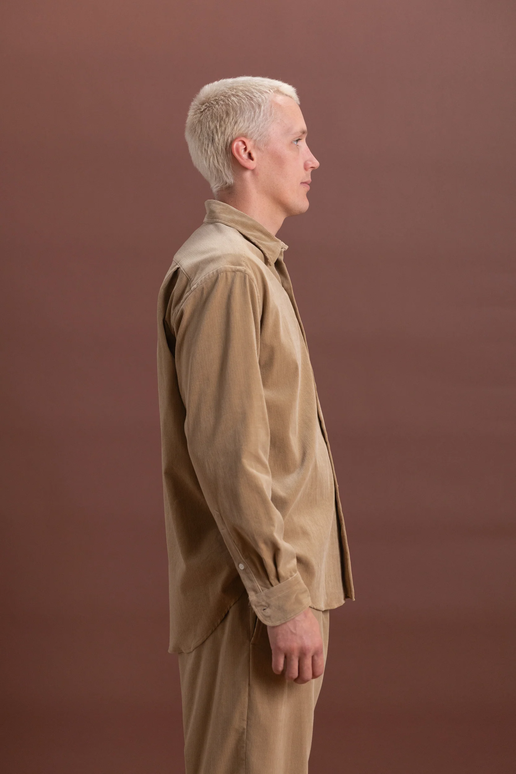 SUVIN CORDUROY REGULAR COLLARED SHIRT IN ALMOND - Image 5