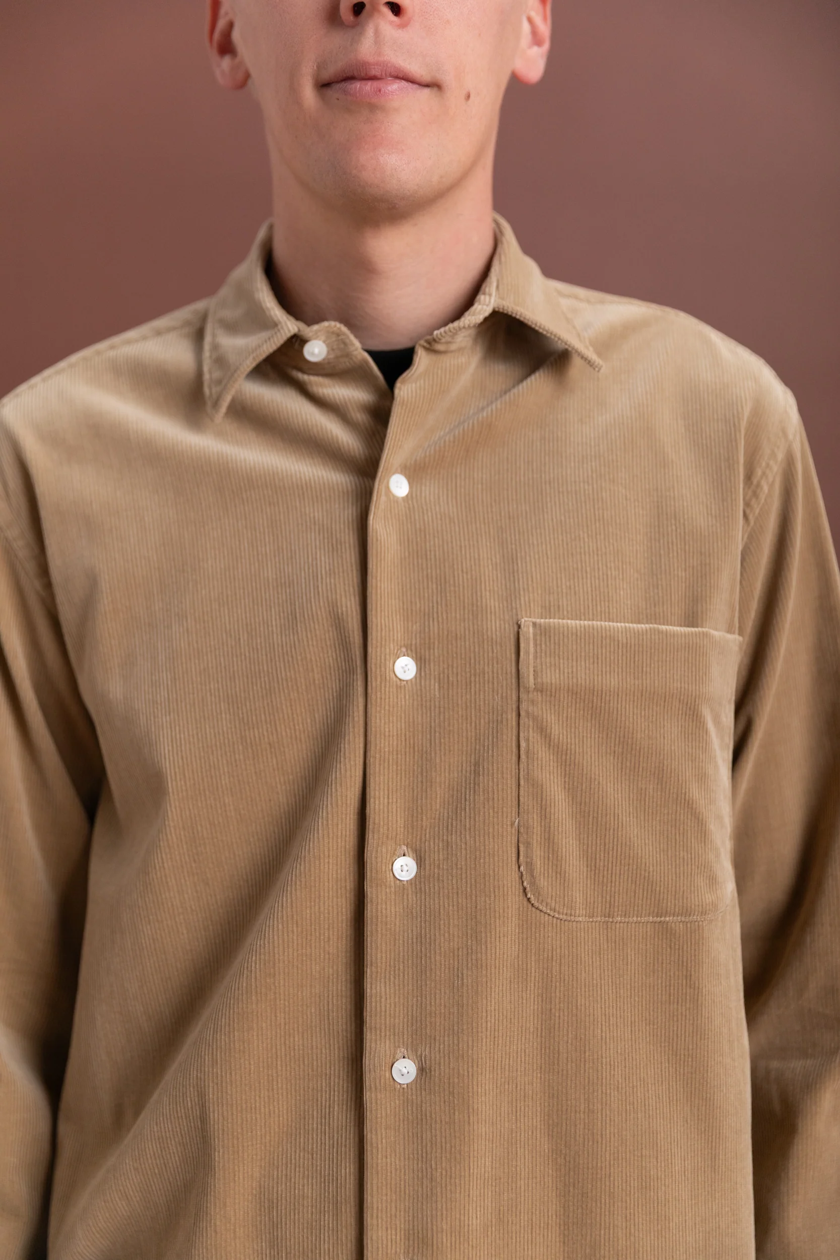 SUVIN CORDUROY REGULAR COLLARED SHIRT IN ALMOND - Image 7