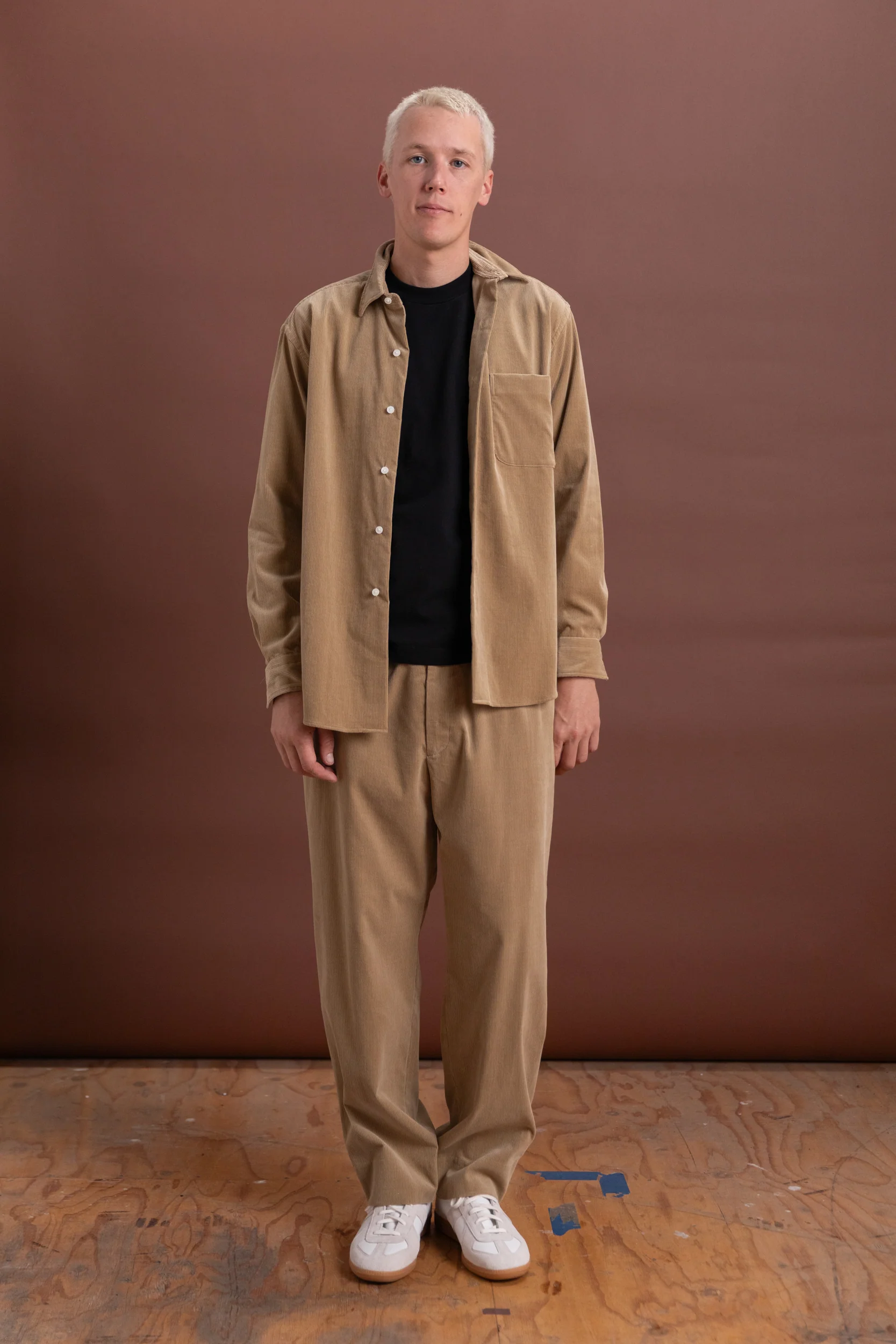 SUVIN CORDUROY REGULAR COLLARED SHIRT IN ALMOND - Image 8