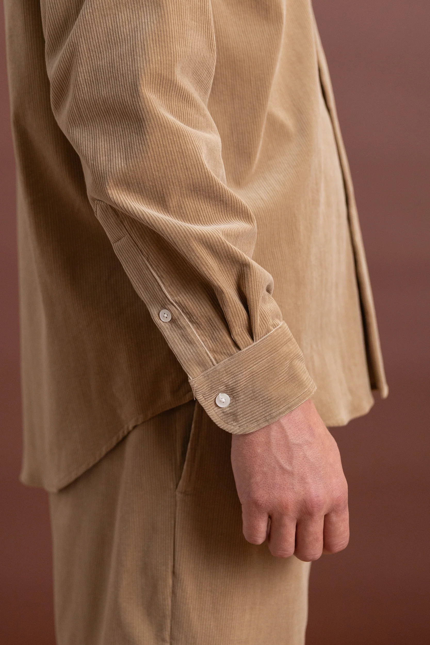 SUVIN CORDUROY REGULAR COLLARED SHIRT IN ALMOND - Image 9