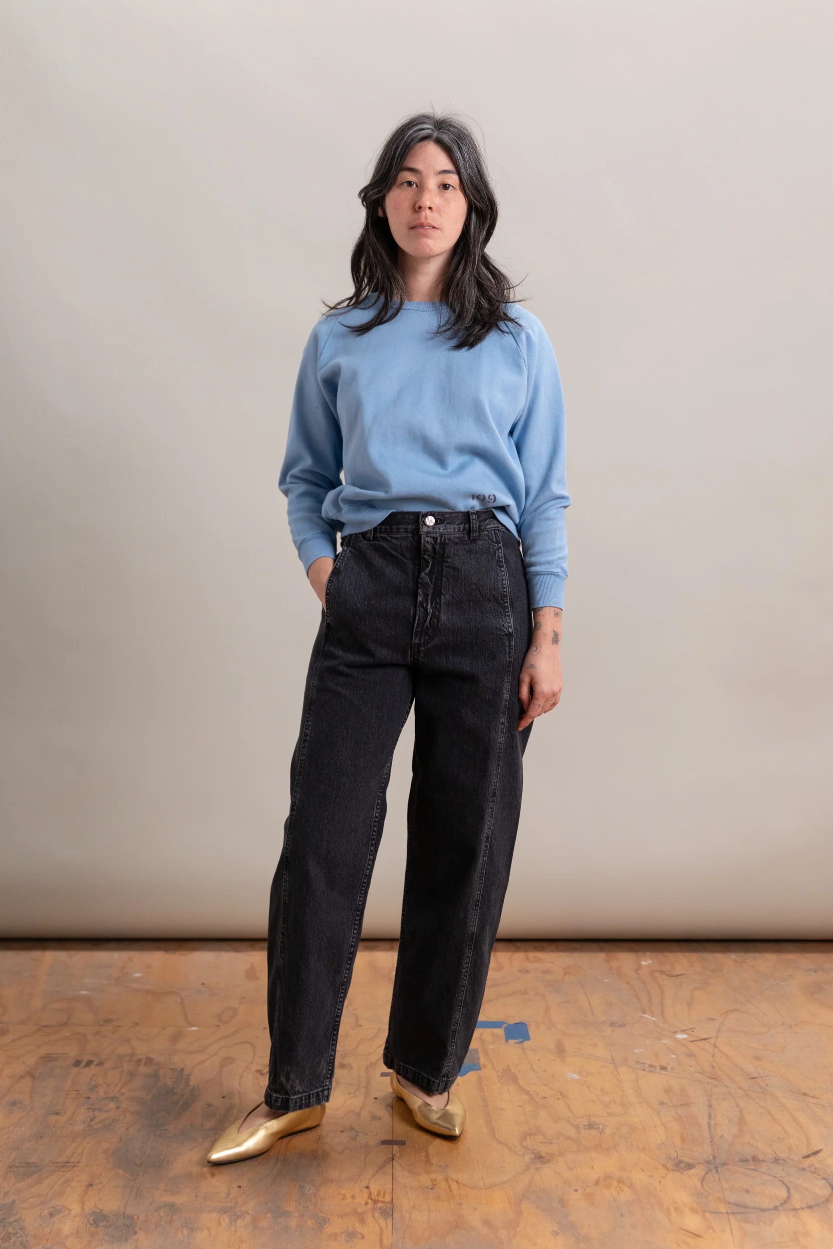 TAMAR PANT IN BLACK WASHED SALINAS DENIM