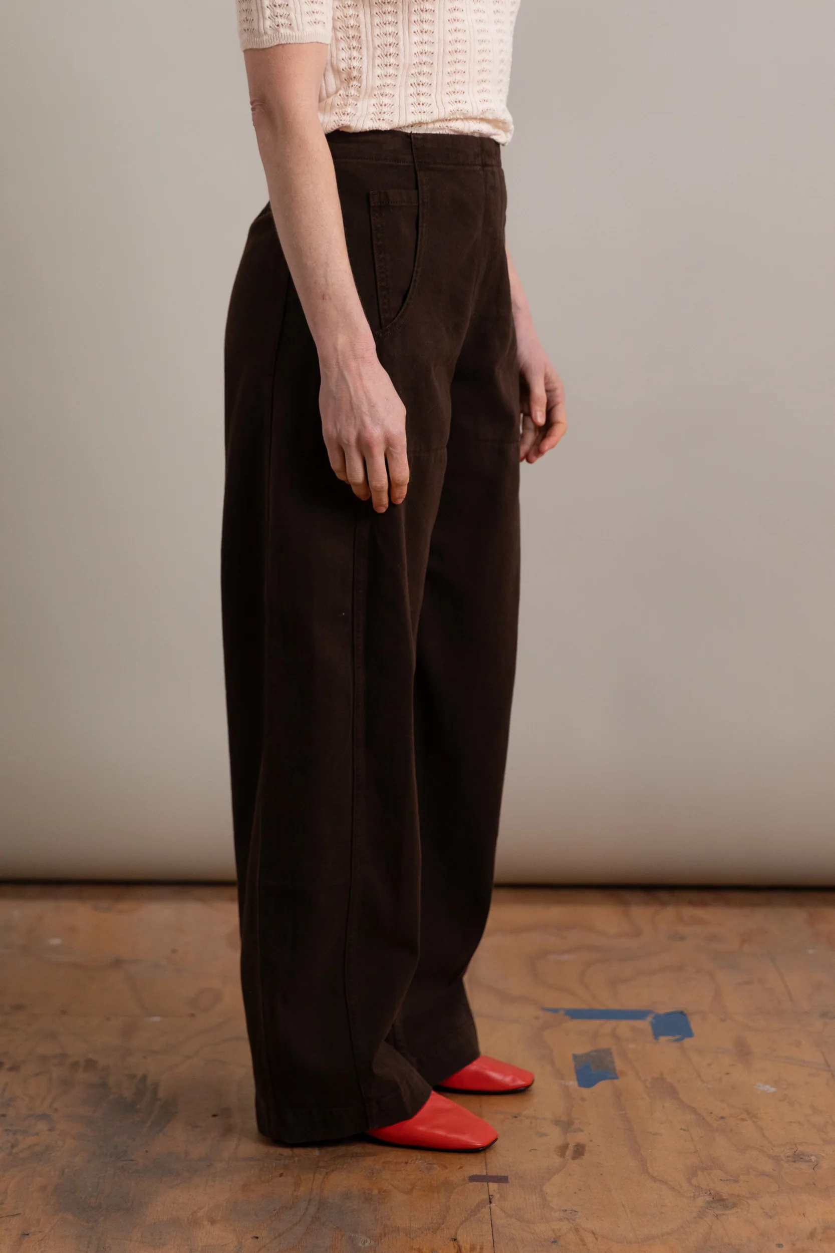 TANY PANT IN CHOCOLATE BRUSHED BULL DENIM - Image 2