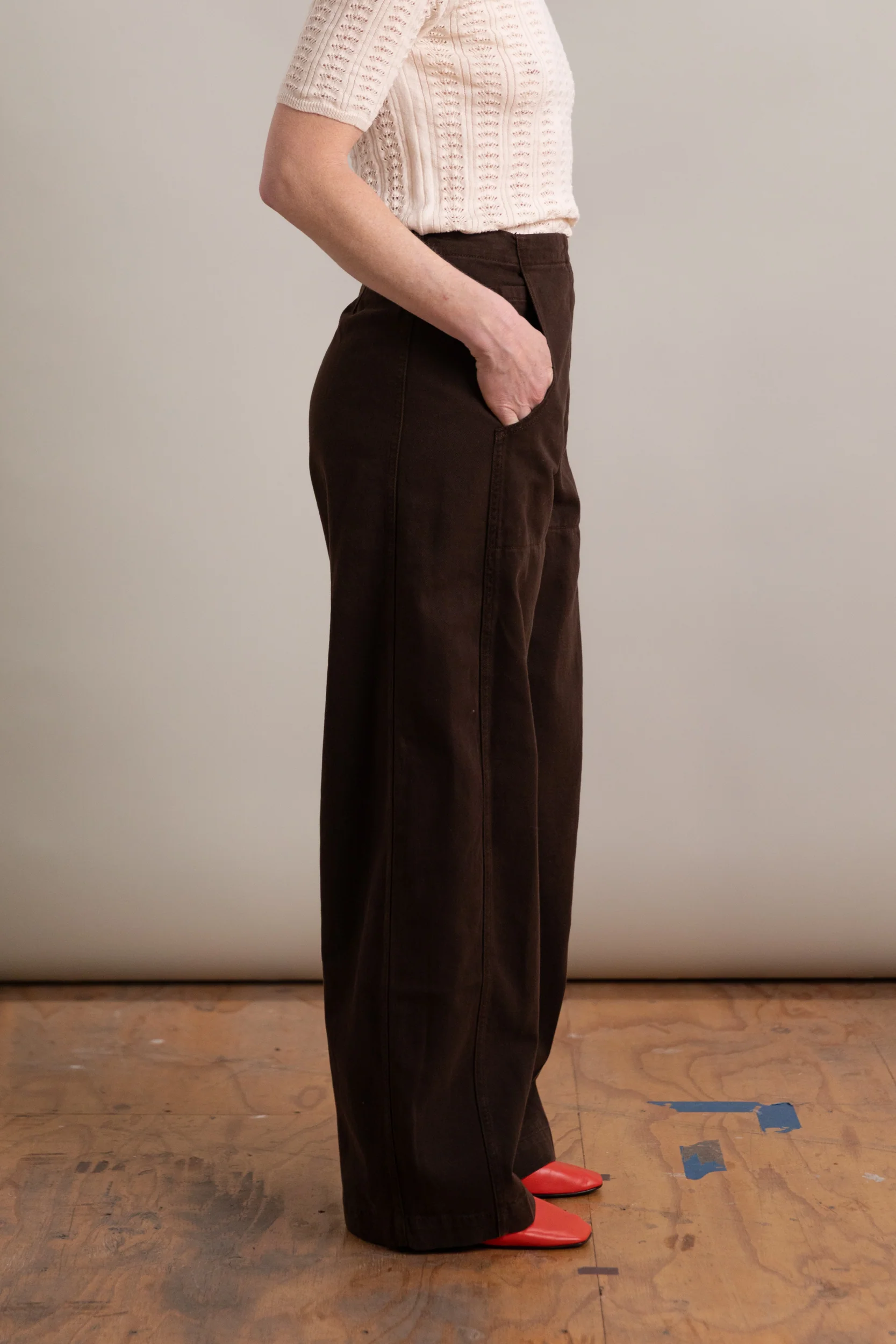 TANY PANT IN CHOCOLATE BRUSHED BULL DENIM - Image 3
