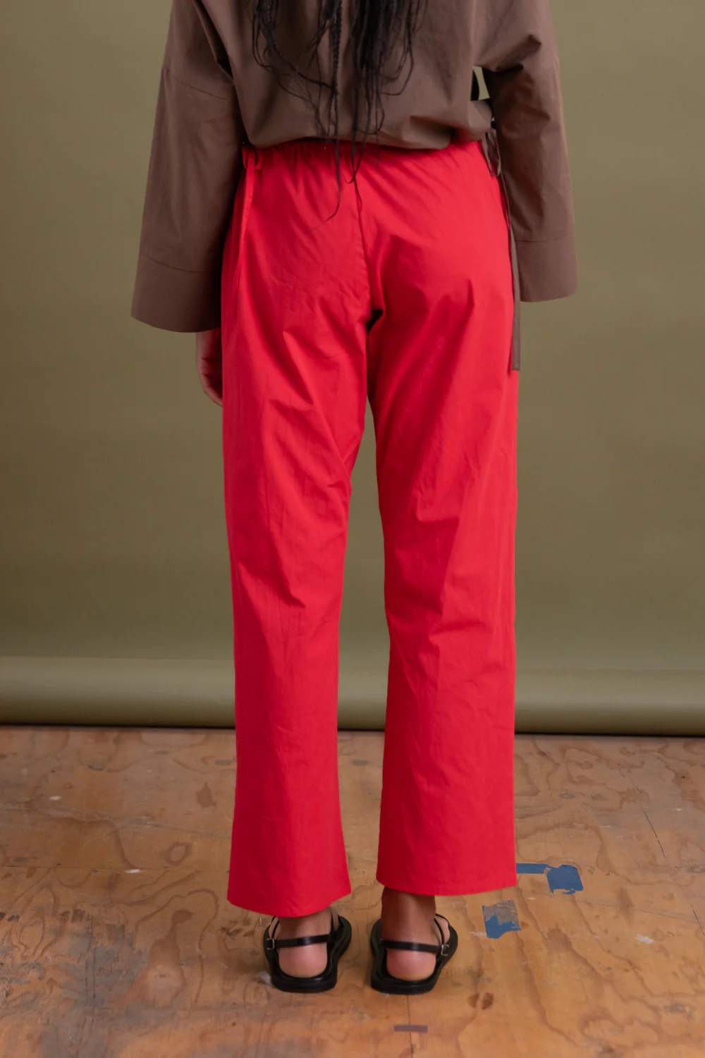 TIE PANTS IN RED COTTON POPLIN - Image 6
