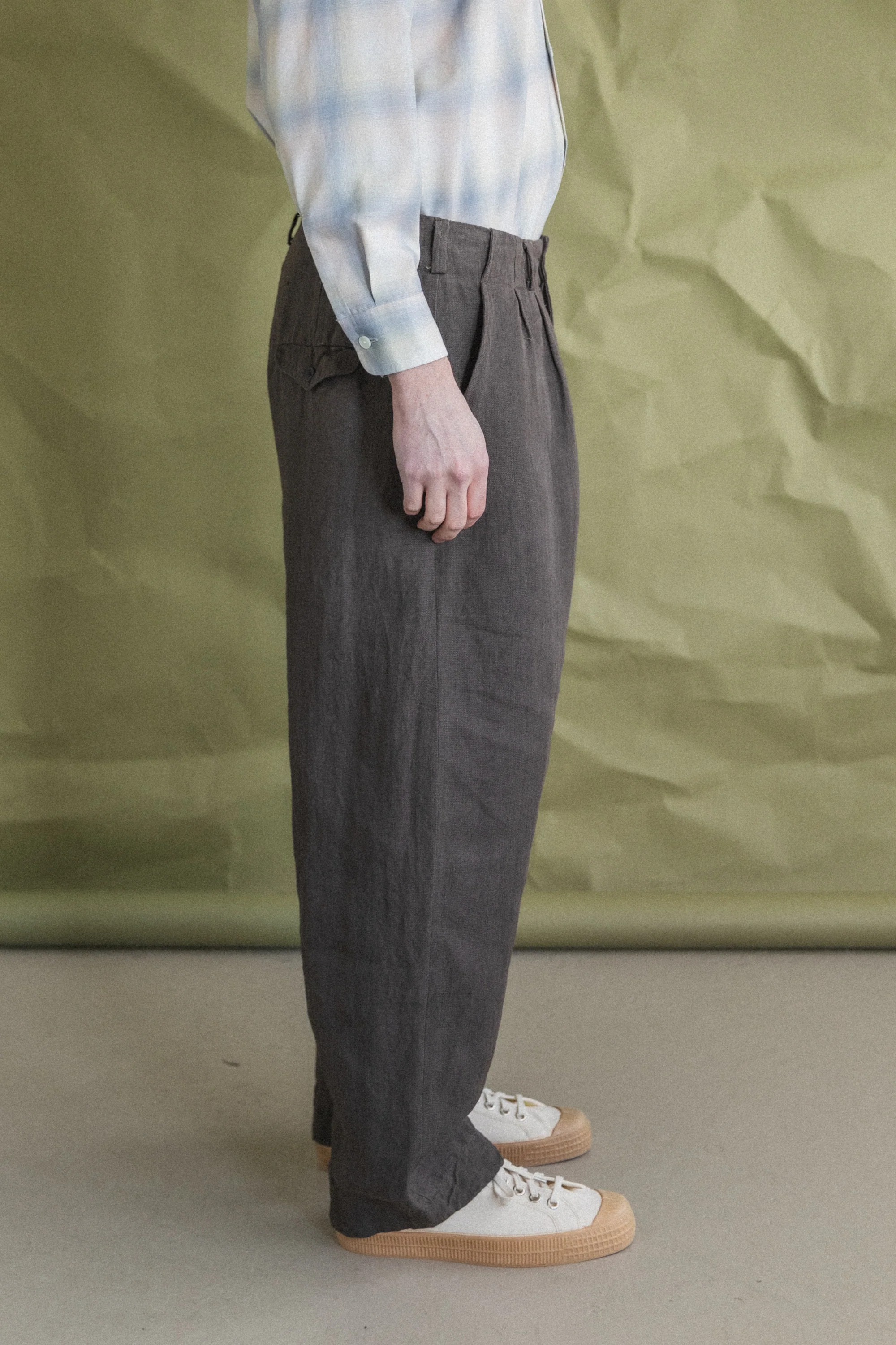 TWO PLEAT PANTS SHALE GREY DOBBY WEAVE HEMP - Image 8