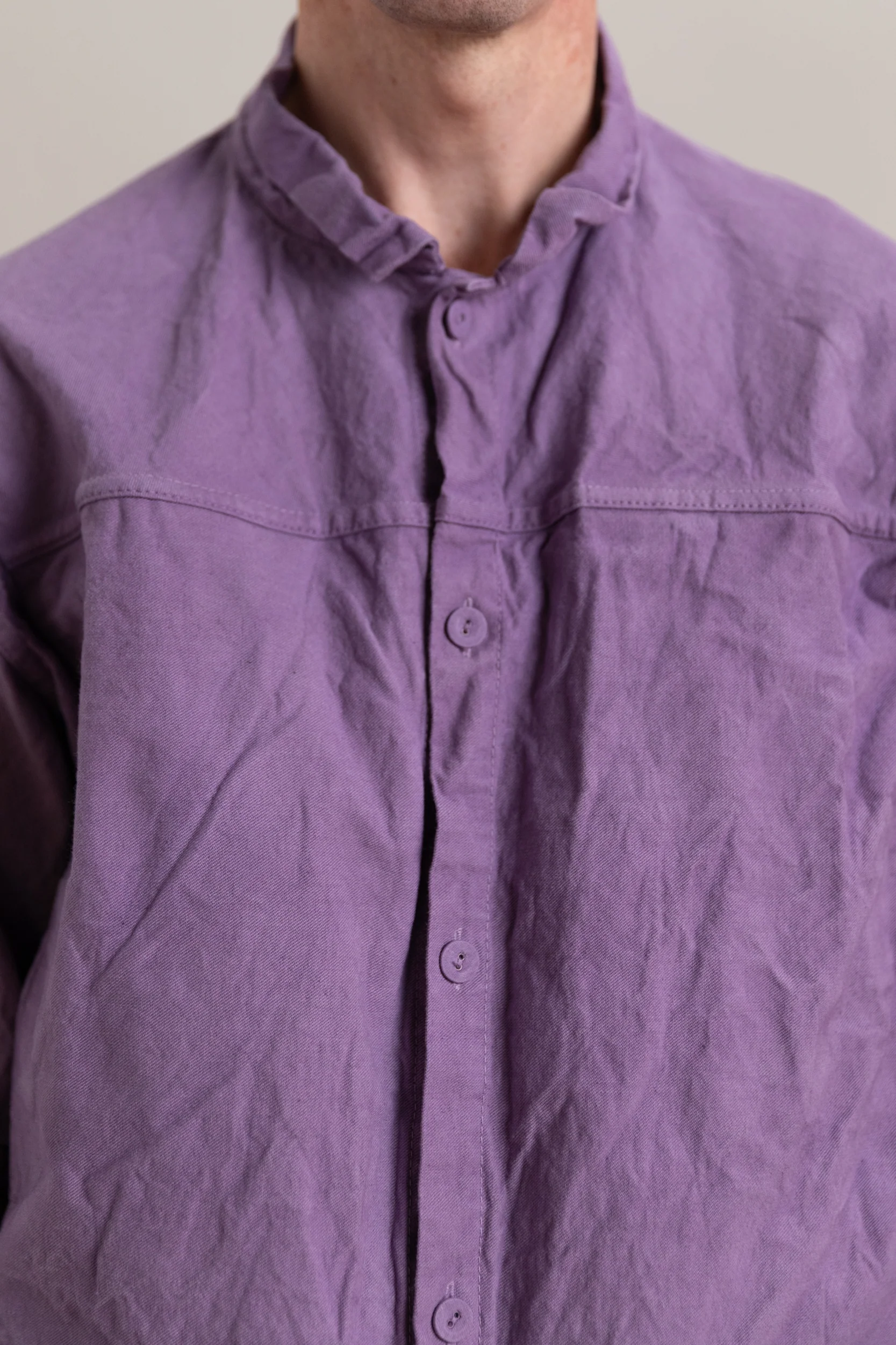 TYPE 401 PLEAT POCKET SHIRT IN PURPLE LOGWOOD COTTON DROPCLOTH - Image 7