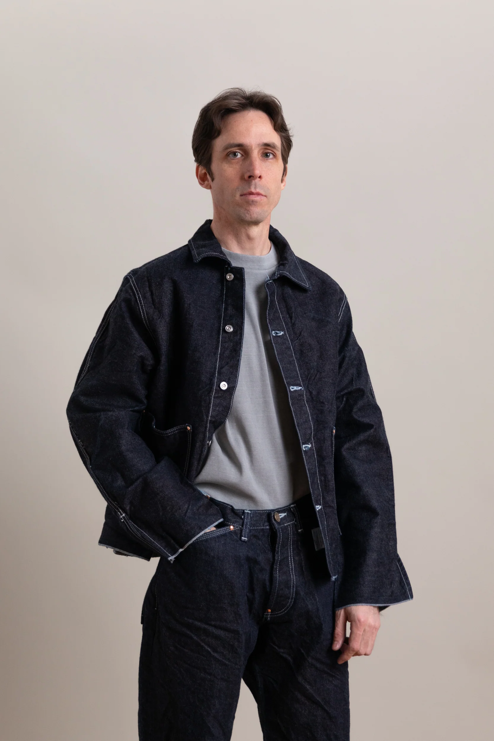 TYPE 904 CROSSCUT JEANS JACKET IN RINSED 16 OZ. SELVAGE DENIM - Image 3