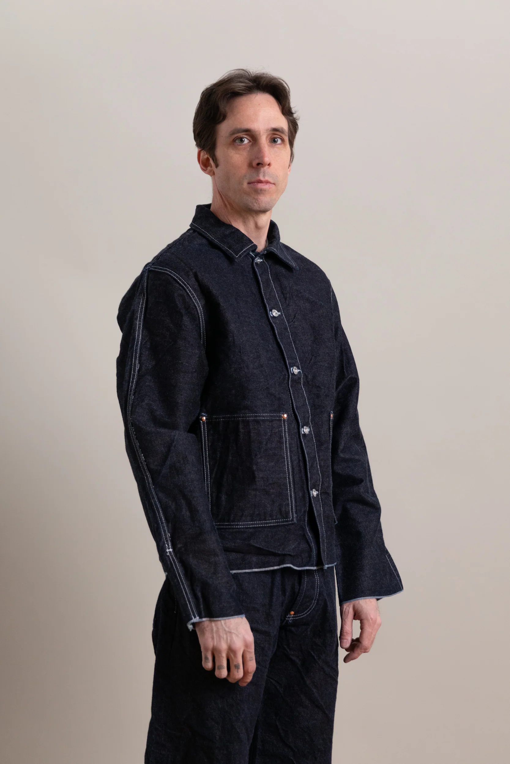 TYPE 904 CROSSCUT JEANS JACKET IN RINSED 16 OZ. SELVAGE DENIM - Image 9